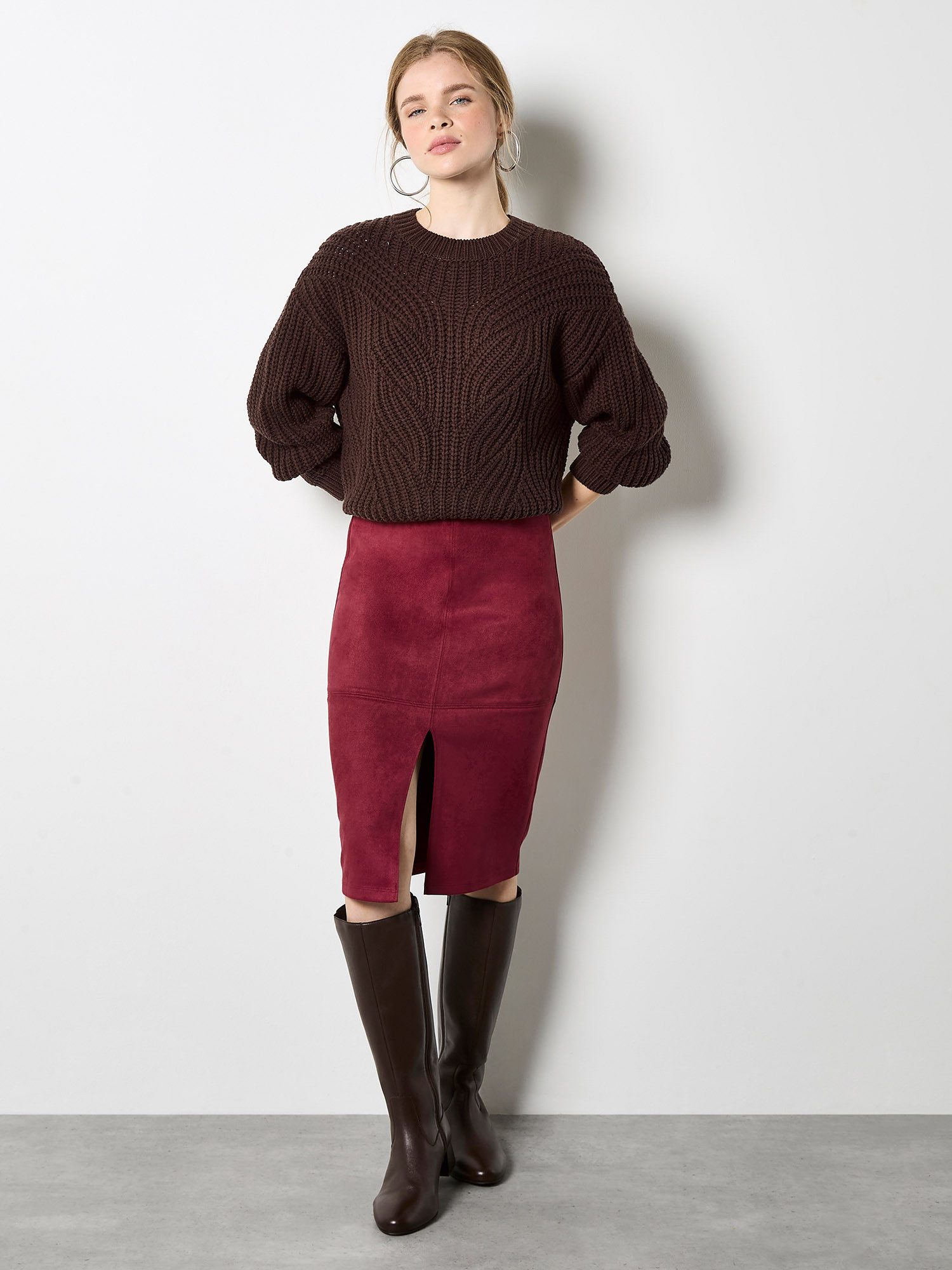 Apricot Midirock Bleistiftrock mit Schlitz vorne günstig online kaufen