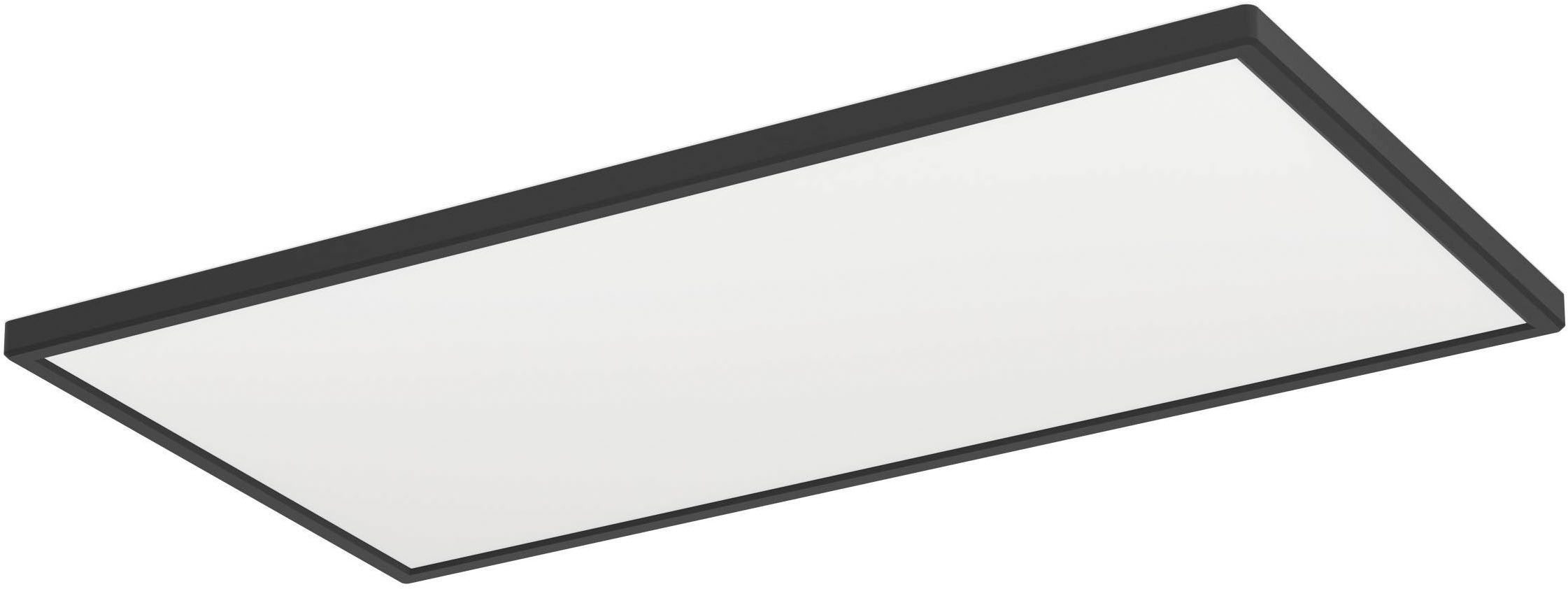 EGLO Deckenleuchte Rovito-Z Deckenlampe, ZigBee 3.0, Kunststoff, Badezimmerlampe, IP44, Bluetooth, CCT - über Fernbedienung, Dimmfunktion, Farbwechsel, Nachtlichtfunktion, RGB, dimmbar über Fernbedienung, mehrere Helligkeitsstufen, LED fest integriert, Kaltweiß, RGB, Wand-/Deckenleuchte - L57 x B30 x H3 cm - schwarz - 17,2W inkl.