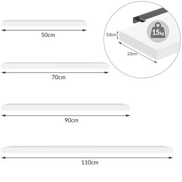 Casaria Wandboard, mit Halterung 50-110cm Schwebend 15kg Tragkraft Küche Wohnzimmer Büro