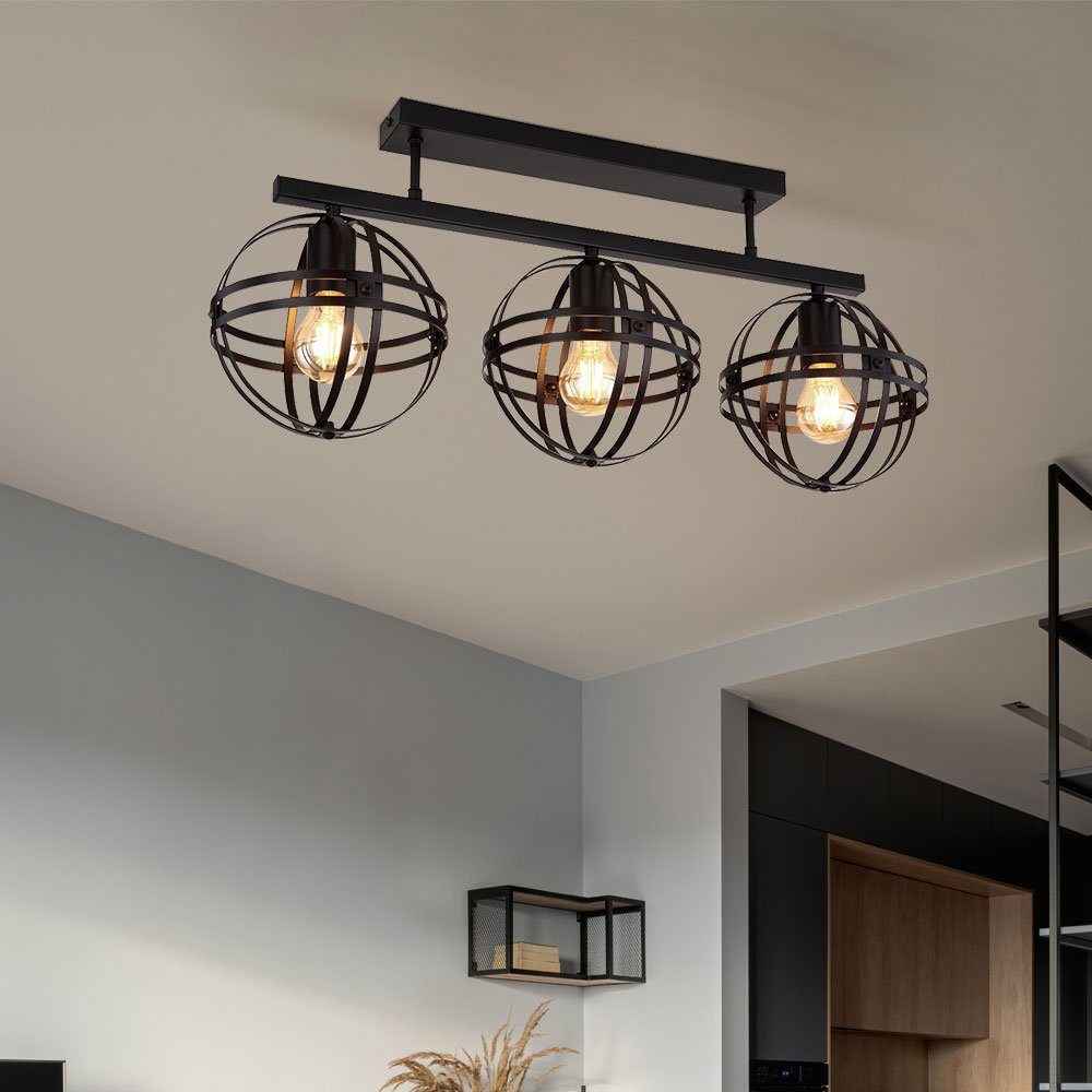 GLOBO LIGHTING Kugelleuchte, Leuchtmittel nicht inklusive, Deckenlampe Deckenleuchte Wohnzimmerlampe Metall Schwarz-matt