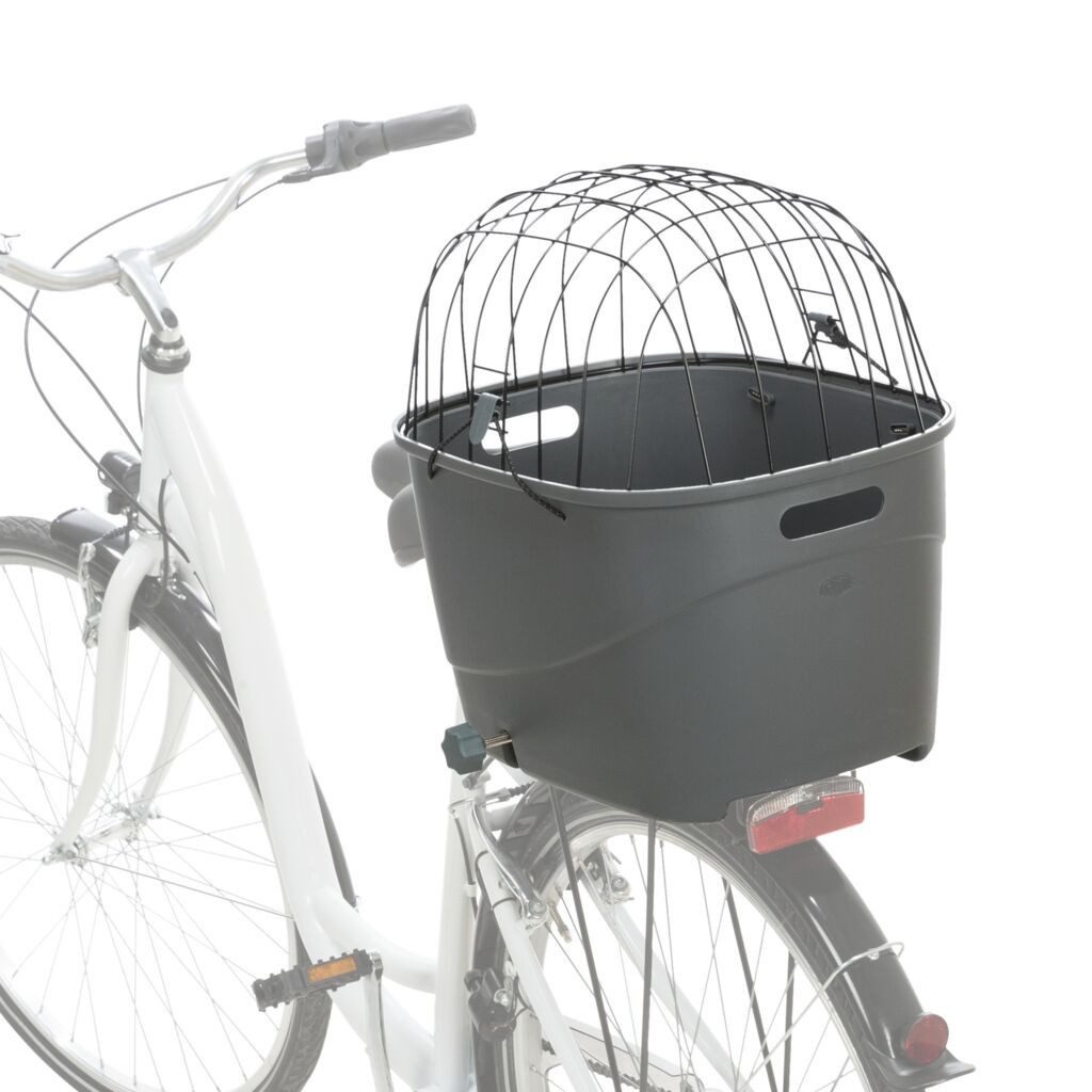 TRIXIE Tierfahrradkorb Hundefahrradkorb für Gepäckträger mit verstellbarer Halterung - grau -