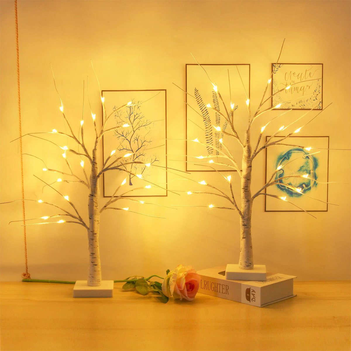  Weihnachtsdeko Baum Licht Lichterbaum Für Innen, 24 LED Baum  Lampe Dekobaum Belichtet Baumbeleuchtung Innen Deko,Warmweiß Verstellbare  Äste, USB/Batteriebetrieben (B)