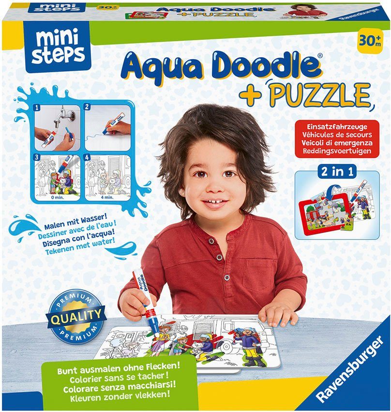 Image of Ravensburger Kreativset »ministeps® Aqua Doodle® Puzzle: Einsatzfahrzeuge«, Made in Europe