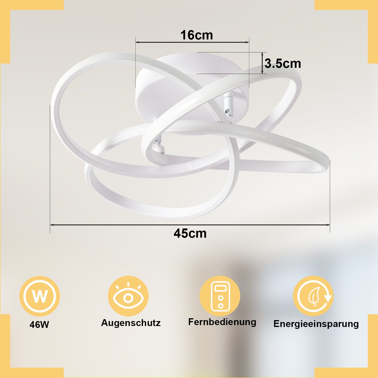 ZMH LED Deckenleuchte Deckenlampe Schlafzimmerlampe Modern Blume, 46W, LED fest integriert, Warmweiß-Neutralweiß-Kaltweiß