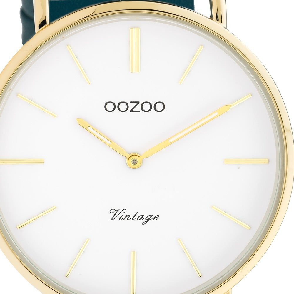 Oozoo (ca. Damen rund, Armbanduhr türkis OOZOO groß Analog, Damenuhr Quarzuhr 40mm) Casual-Style Lederarmband,