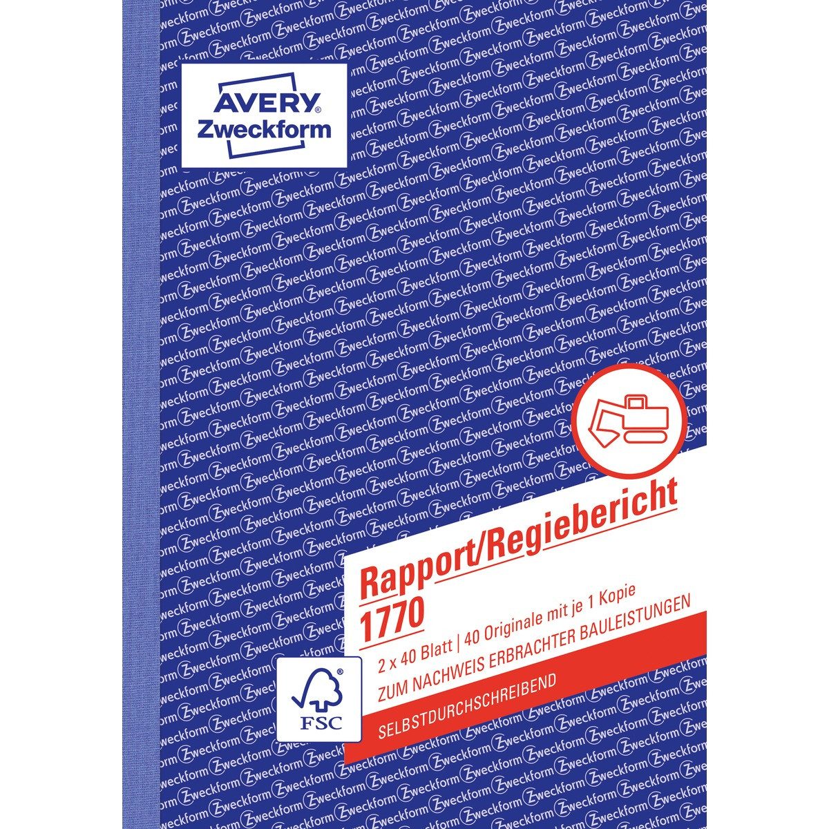 Avery Zweckform Formularblock AVERY Zweckform Rapport/Regiebericht selbstdurchschreibend DIN A5