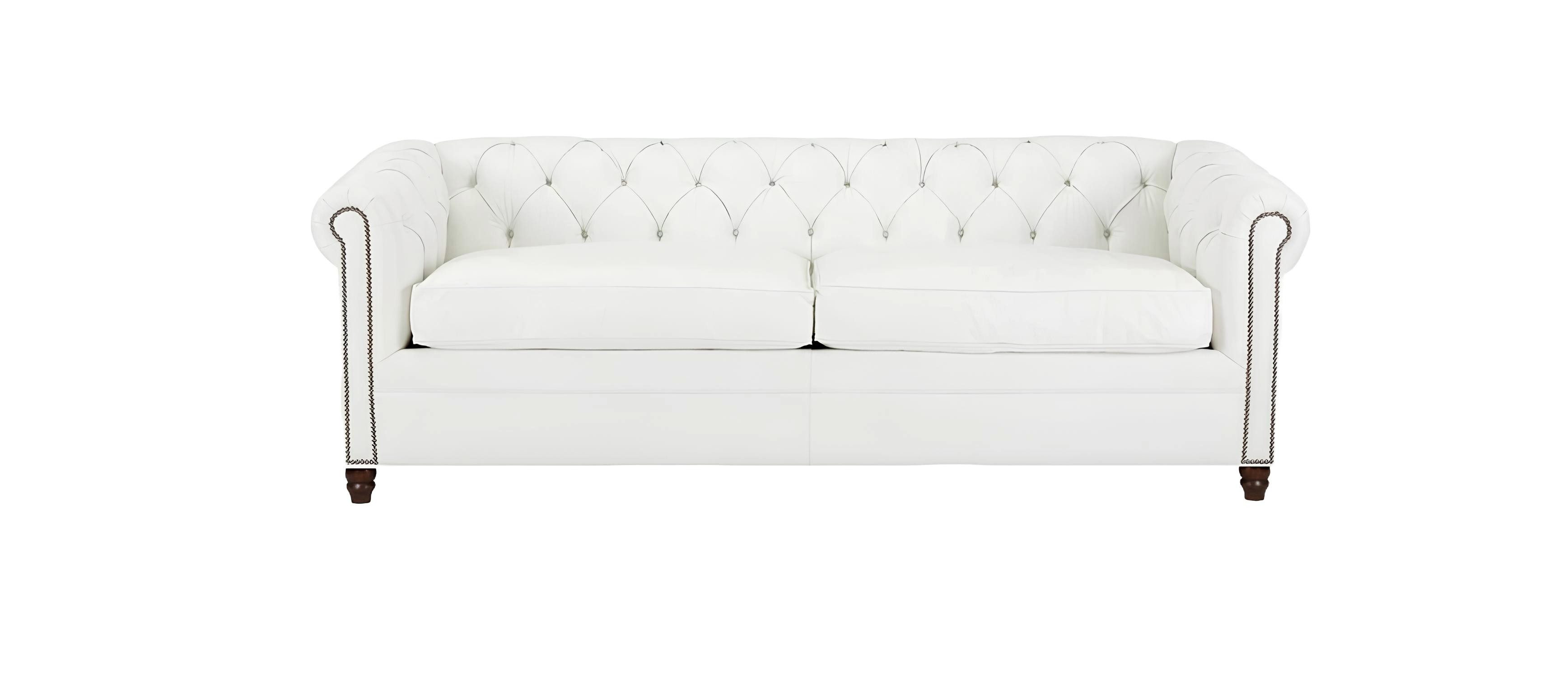Xlmoebel Chesterfield-Sofa Moderne Dreisitzer Chesterfield Couch in Weiß aus Leder, Hergestellt in Europa