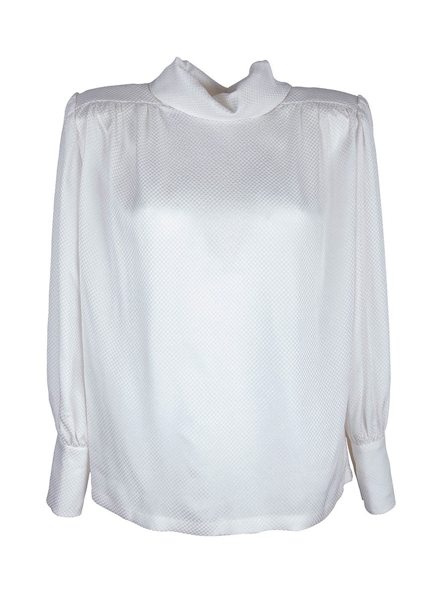 RUA & RUA Seidenbluse Seidenjacquard Elegante Bluse mit Metallknopf-Detail günstig online kaufen