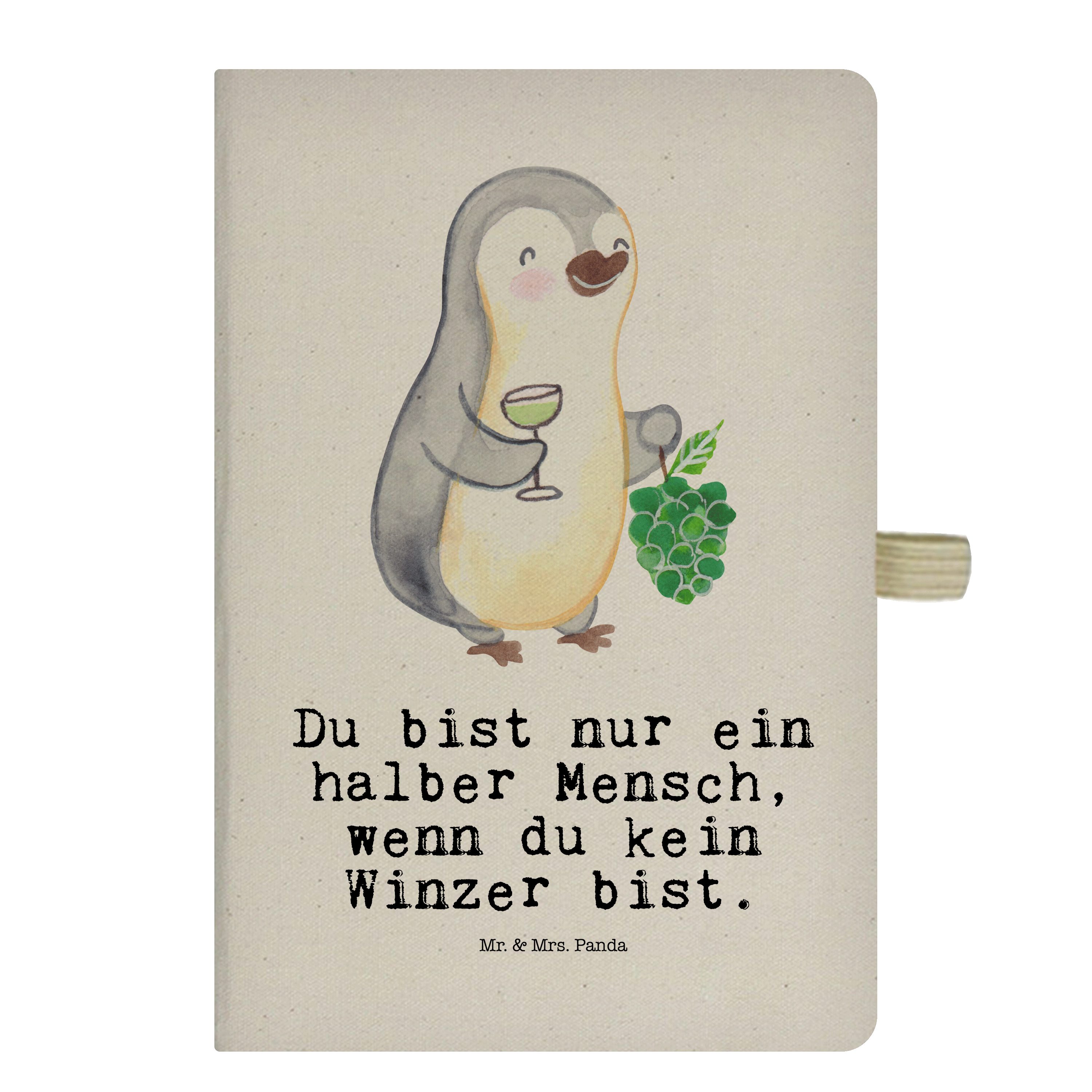 Mr. & Mrs. Panda Notizbuch Winzer mit Herz - Transparent - Geschenk, Kladde, Notizheft, Danke, S Mr. & Mrs. Panda