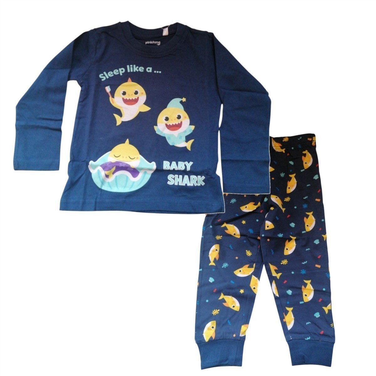 Baby Shark Pyjama Langer Baby Shark Pyjama, "Sleep like a Baby Shark", Shirt und Hose (Set, 2 tlg., Oberteil, Hose)
