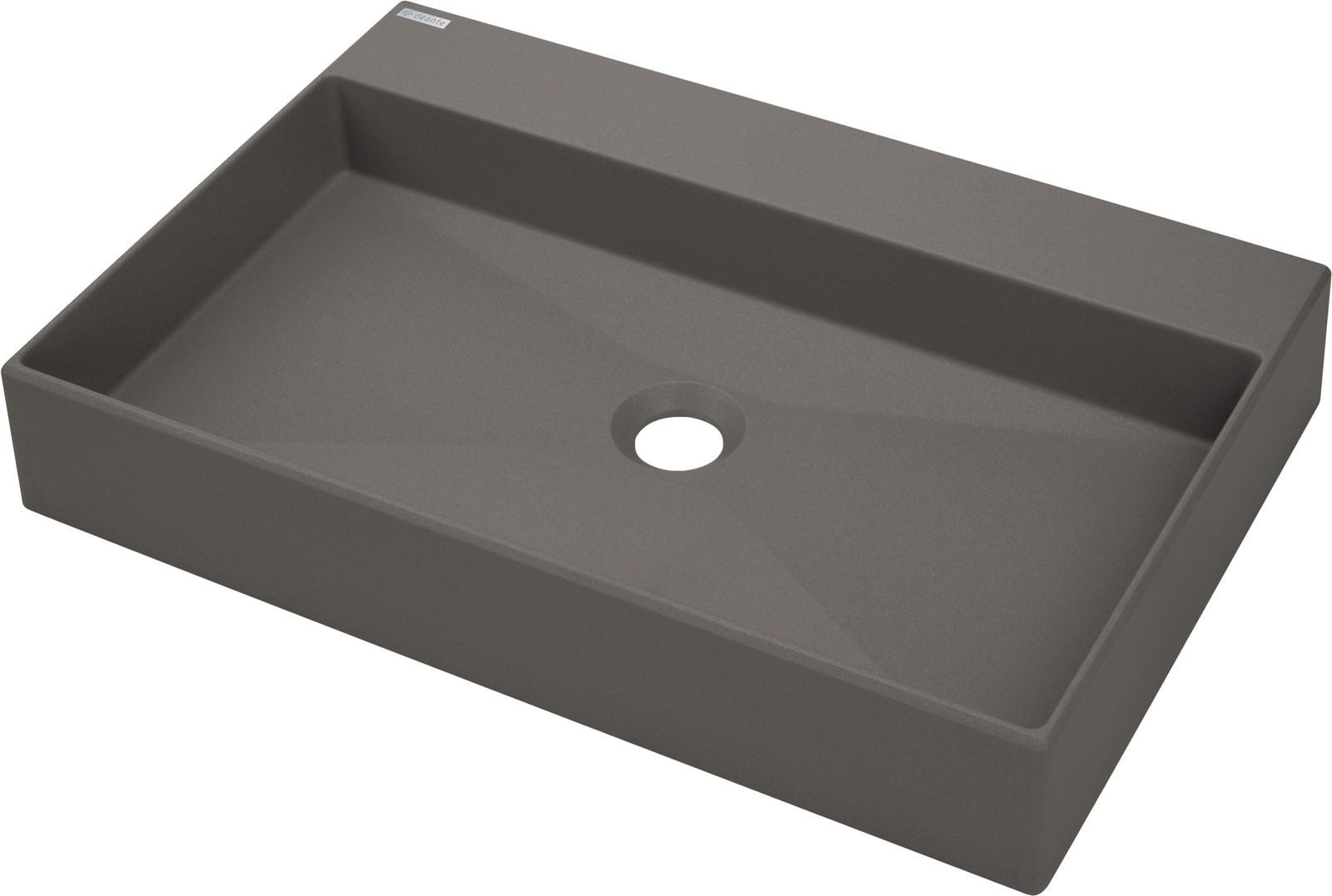 Deante Waschbecken Anthrazit Aufsatzwaschbecken in Granitoptik mit Armaturenbank "Correo" (Komplett-Set)