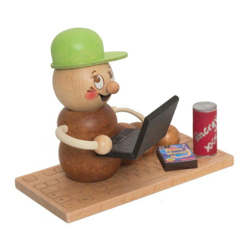 Kuhnert Räuchermännchen Kuhnert Computerwurm Rudi, (1 St), Handarbeit aus dem Erzgebirge