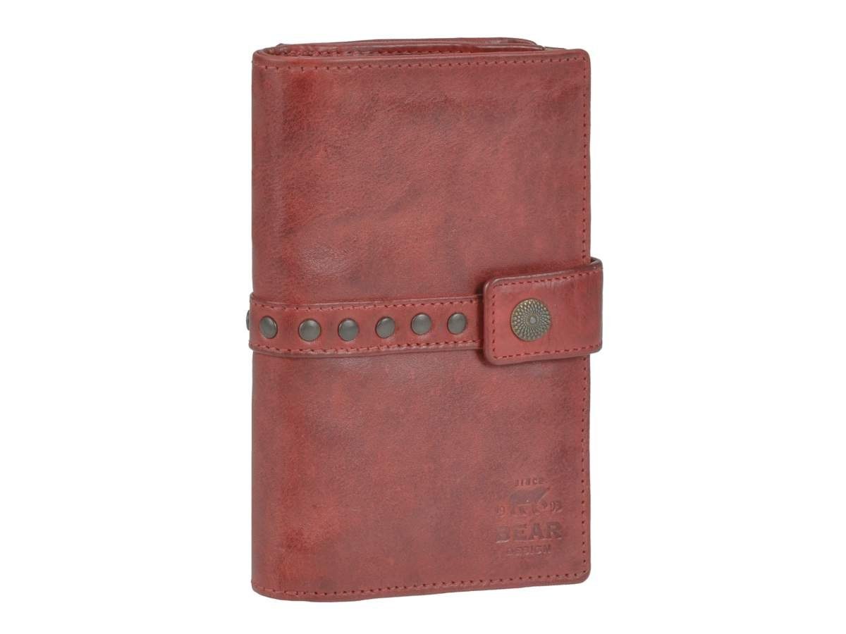 Verkaufstaktik Bear Design Geldbörse Sanne, 8 Portemonnaie, in rot, Kartenfächer Damenbörse, knautschiges Leder
