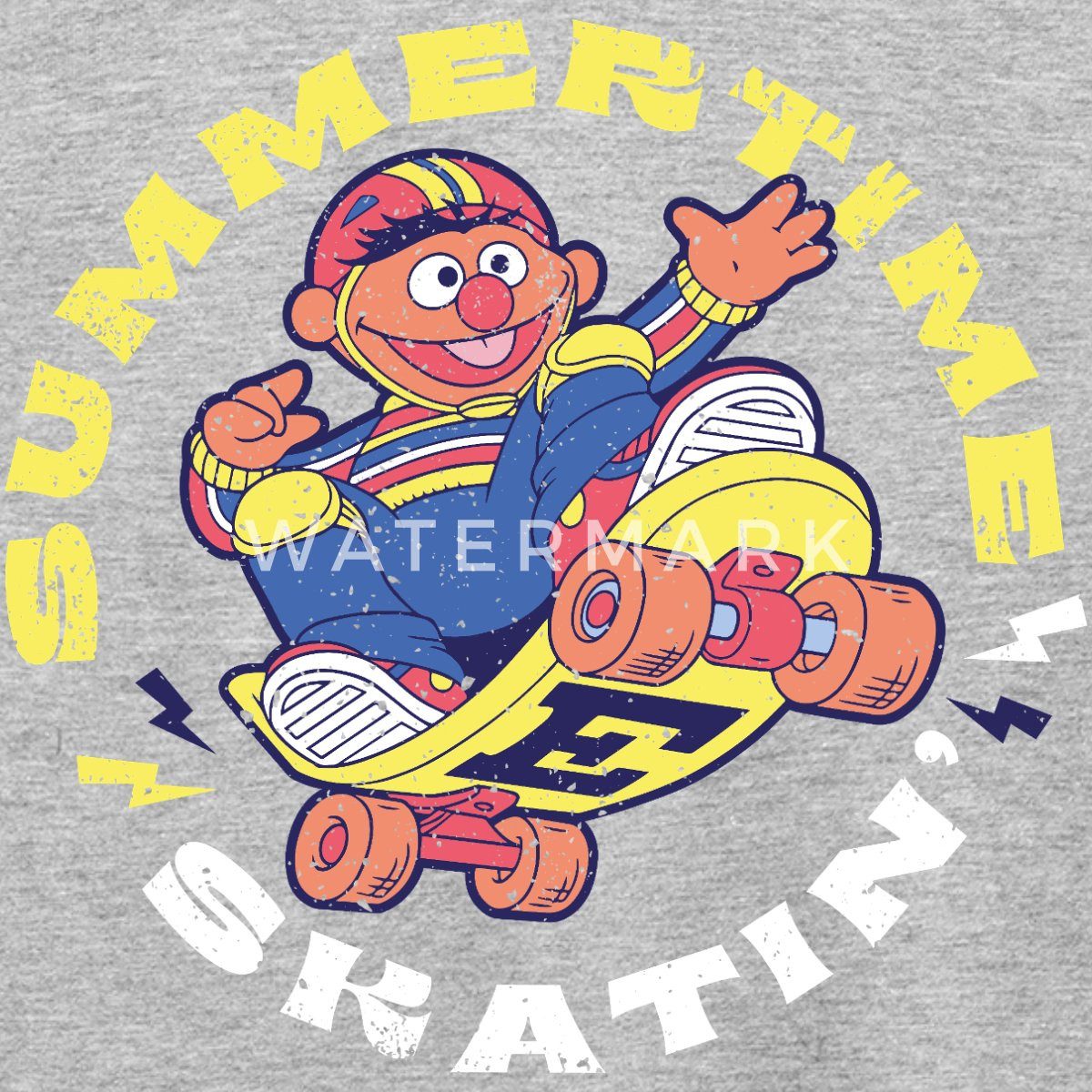 Spreadshirt T-Shirt Sesamstraße Ernie Summer Time Skatin' Skate Design Kinder T-Shirt (1-tlg)