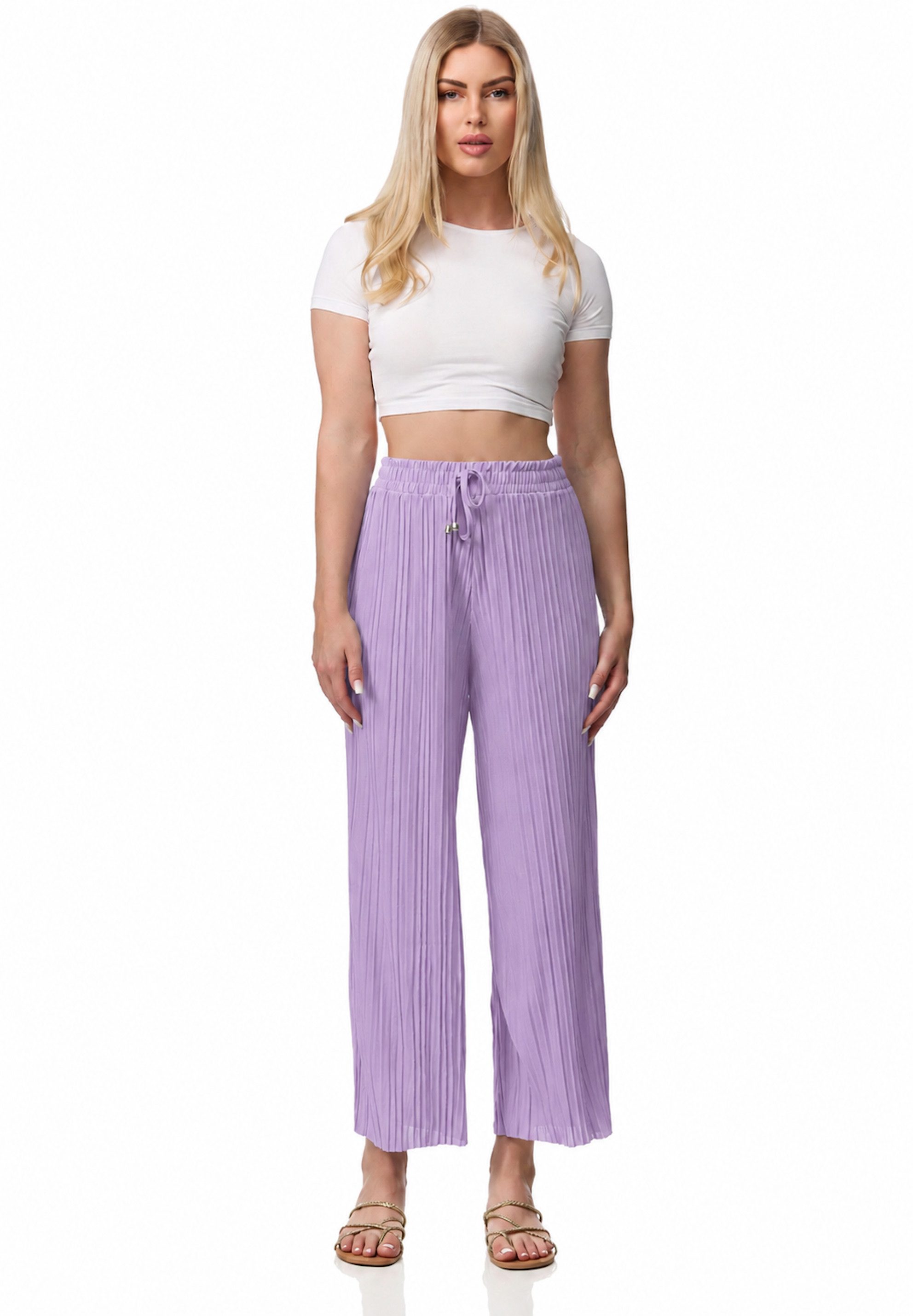 Worldclassca Stoffhose Worldclassca Stoffhose Plissierte Sommer Hose weitem Bein Faltenhose Neue Kollektion - Stilvolle und gemütliche Sommer Mode für Damen – Bild 2 von 2