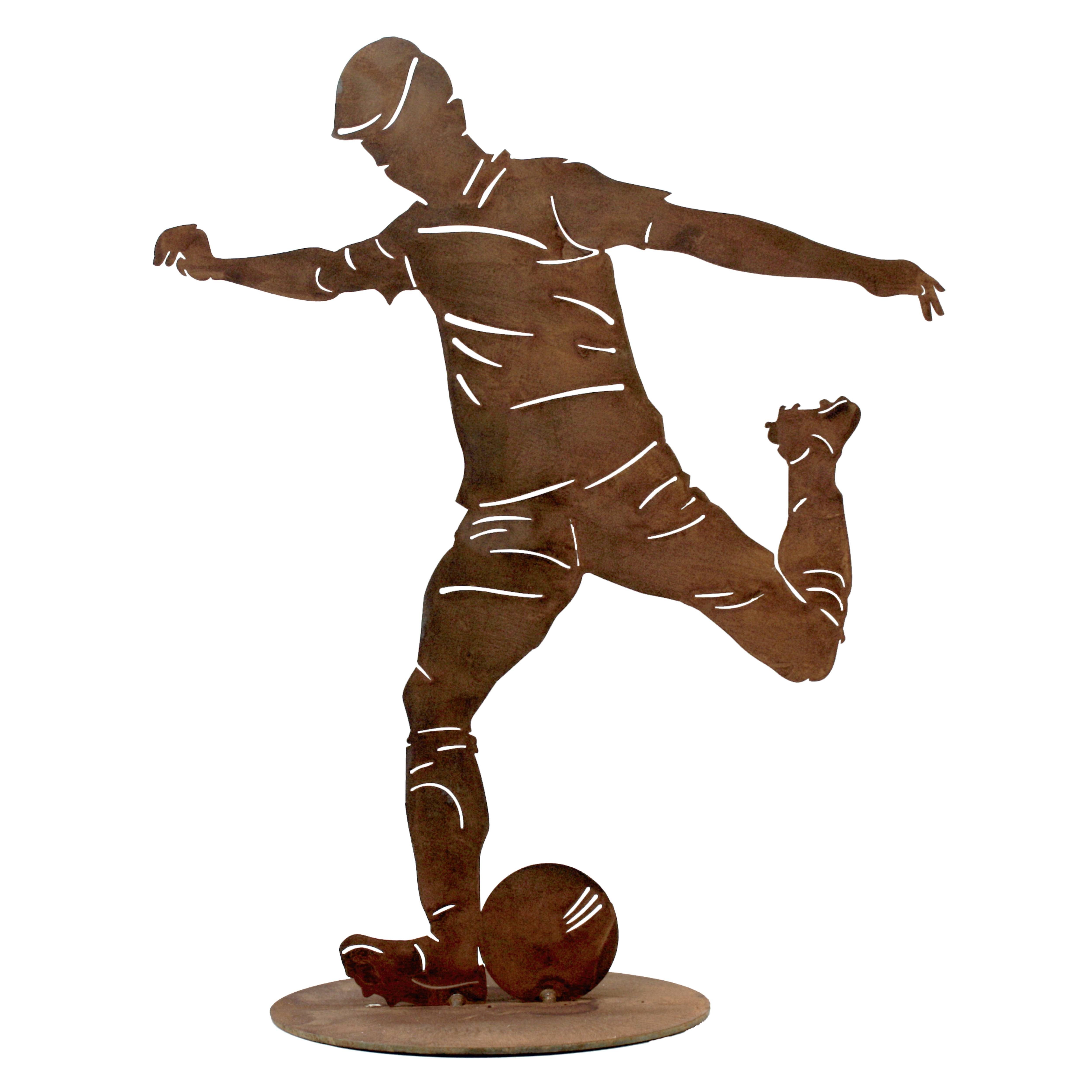 Rostikal Gartenfigur Fußball Dekofigur 40 cm Fußballspieler, echter Rost