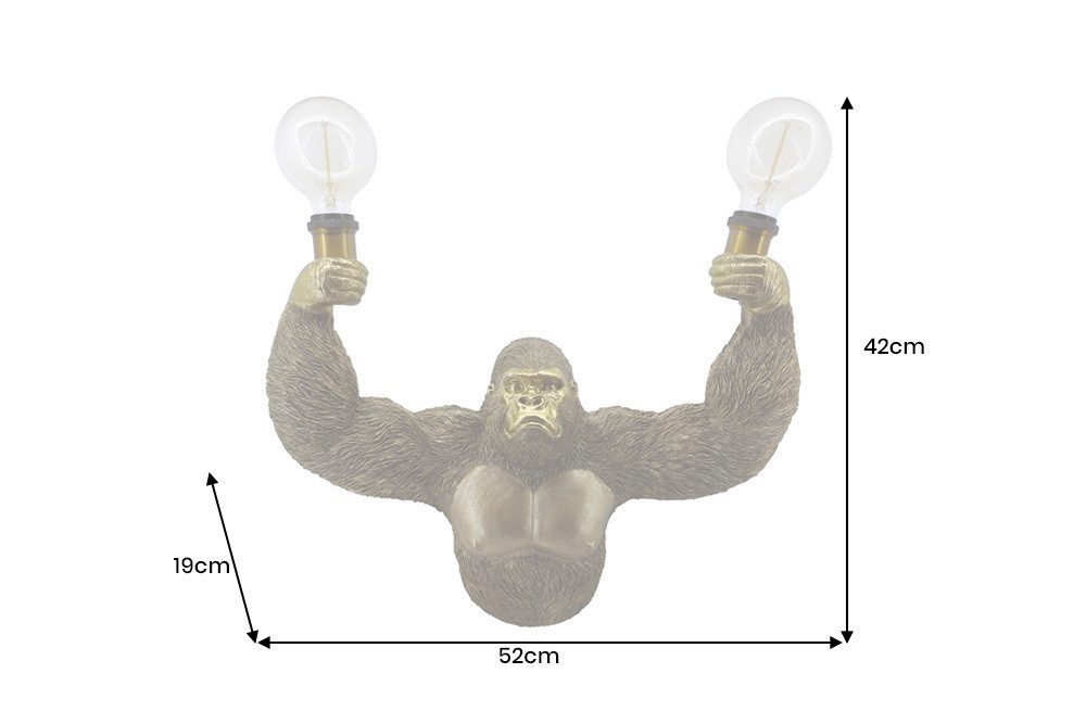 riess-ambiente Wandleuchte KING APE 50cm gold - Affe, Gorilla, Skulptur, handgefertigt, exotisch, Ein-/Ausschalter, ohne Leuchtmittel, Tierisches Dekolicht - ideal für Wohnzimmer, Schlafzimmer oder Flur