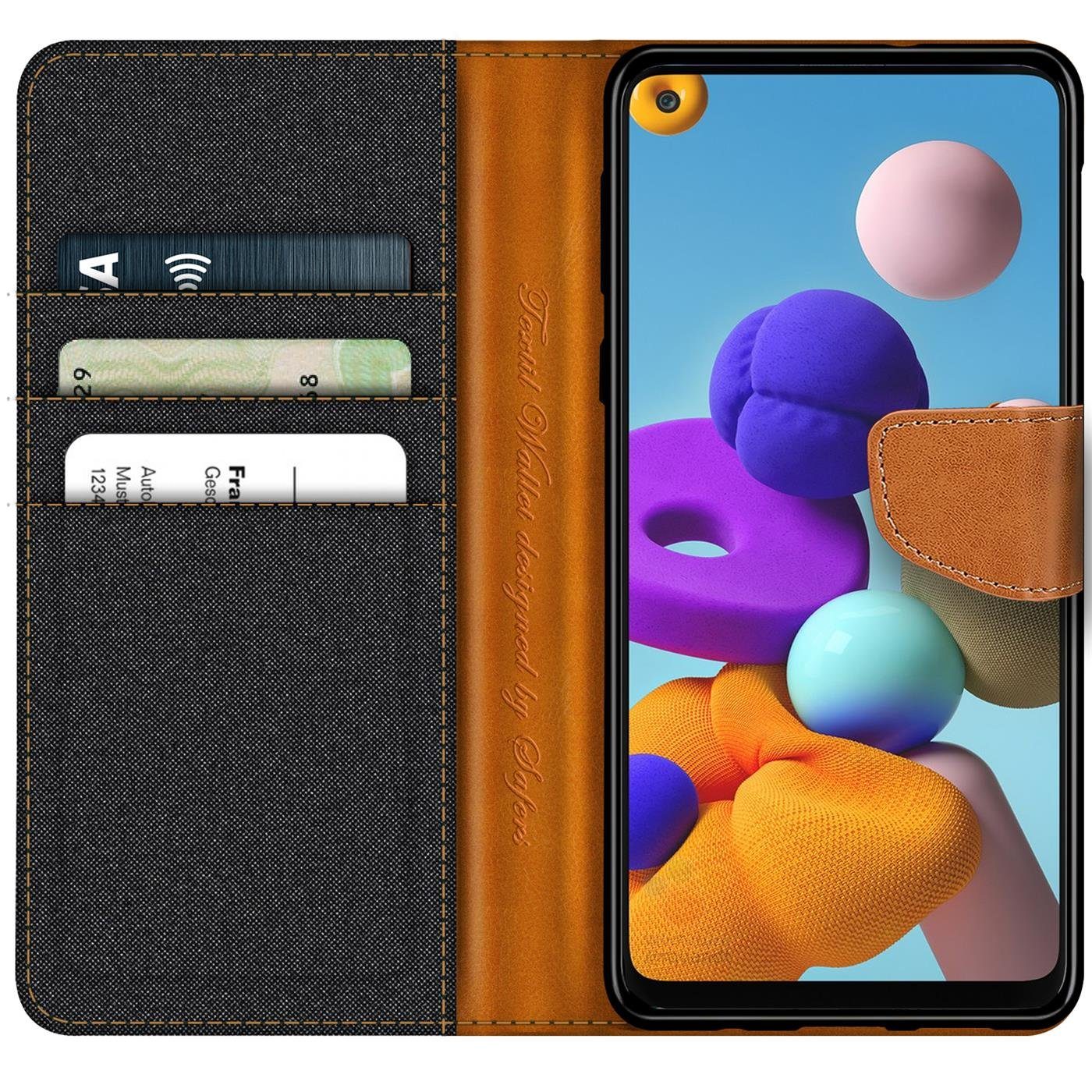CoolGadget Handyhülle Flip Case Wallet Cover Book Tasche für Samsung Galaxy A21s 6,5 Zoll, Handy Tasche mit Kartenfach Book Schutzhülle – Bild 2 von 5