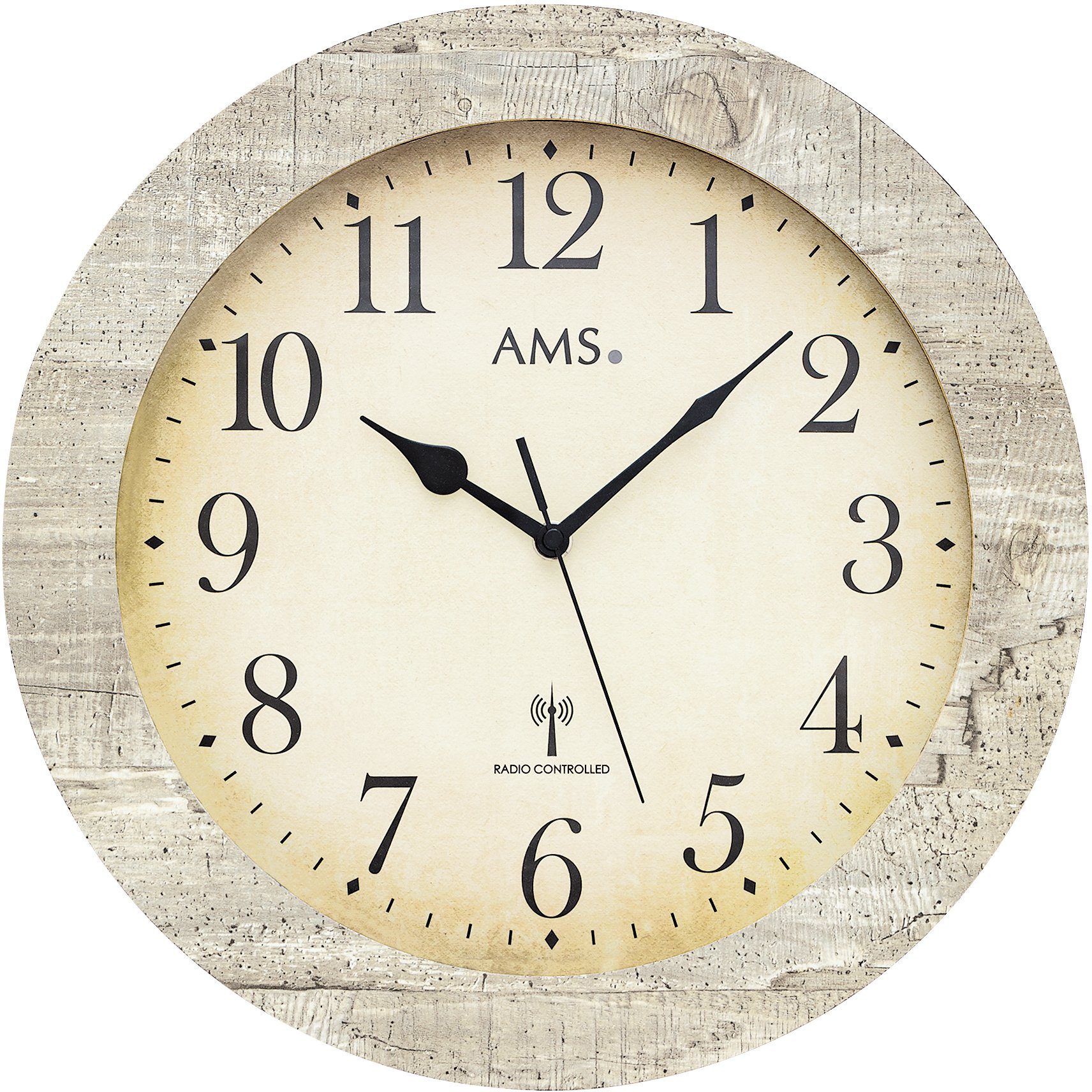 AMS Funkwanduhr F5561 (Made in Germany,Quarz,Holz,Wohnzimmer,Küche,Arbeitsz günstig online kaufen