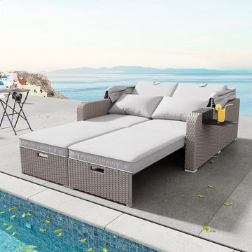 REDOM Gartenlounge-Set Loungeset, Strandkorb verstellbar, Gartenlounge mit Sonnendach