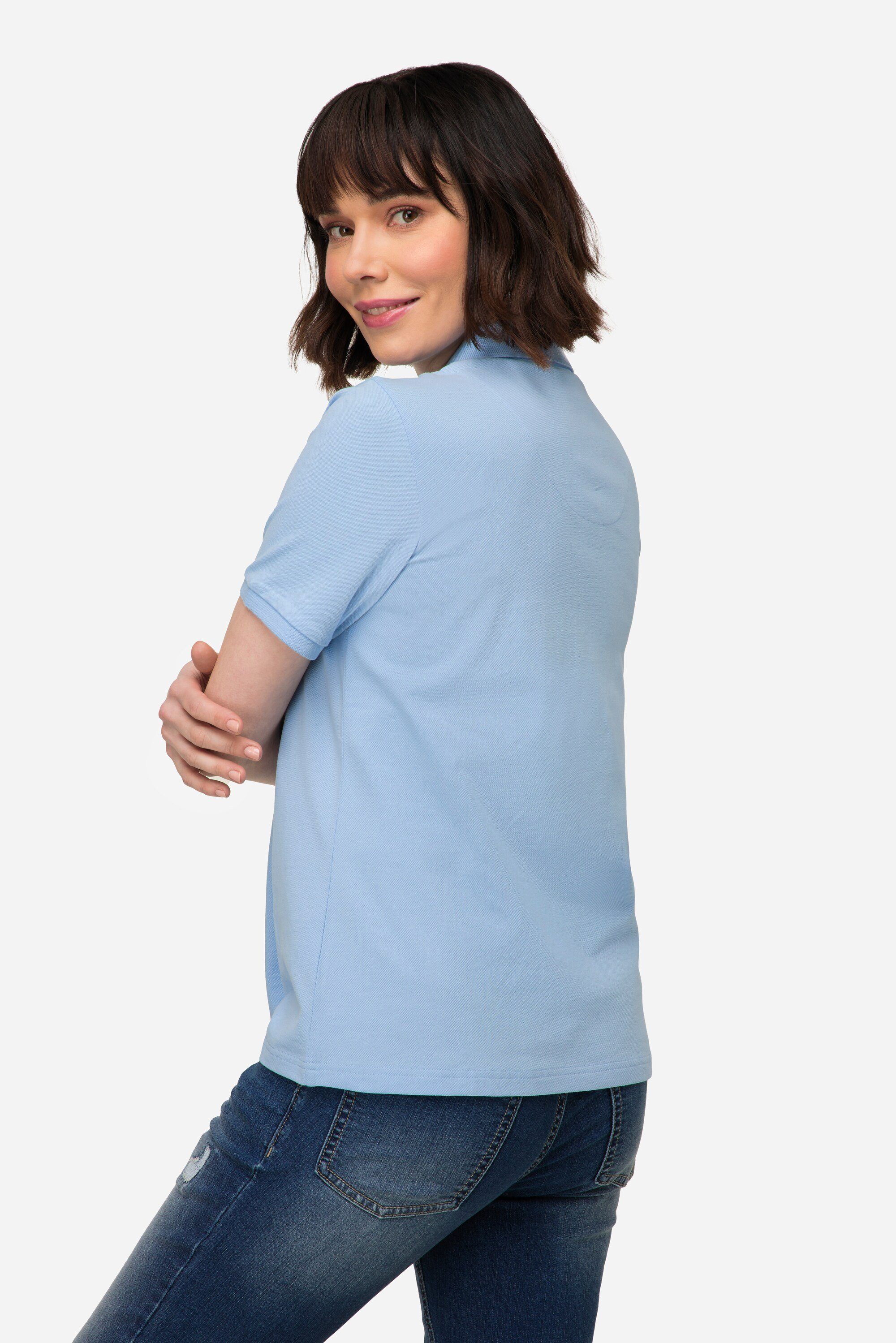 eisblau Poloshirt Poloshirt Laurasøn Polokragen Halbarm Piqué