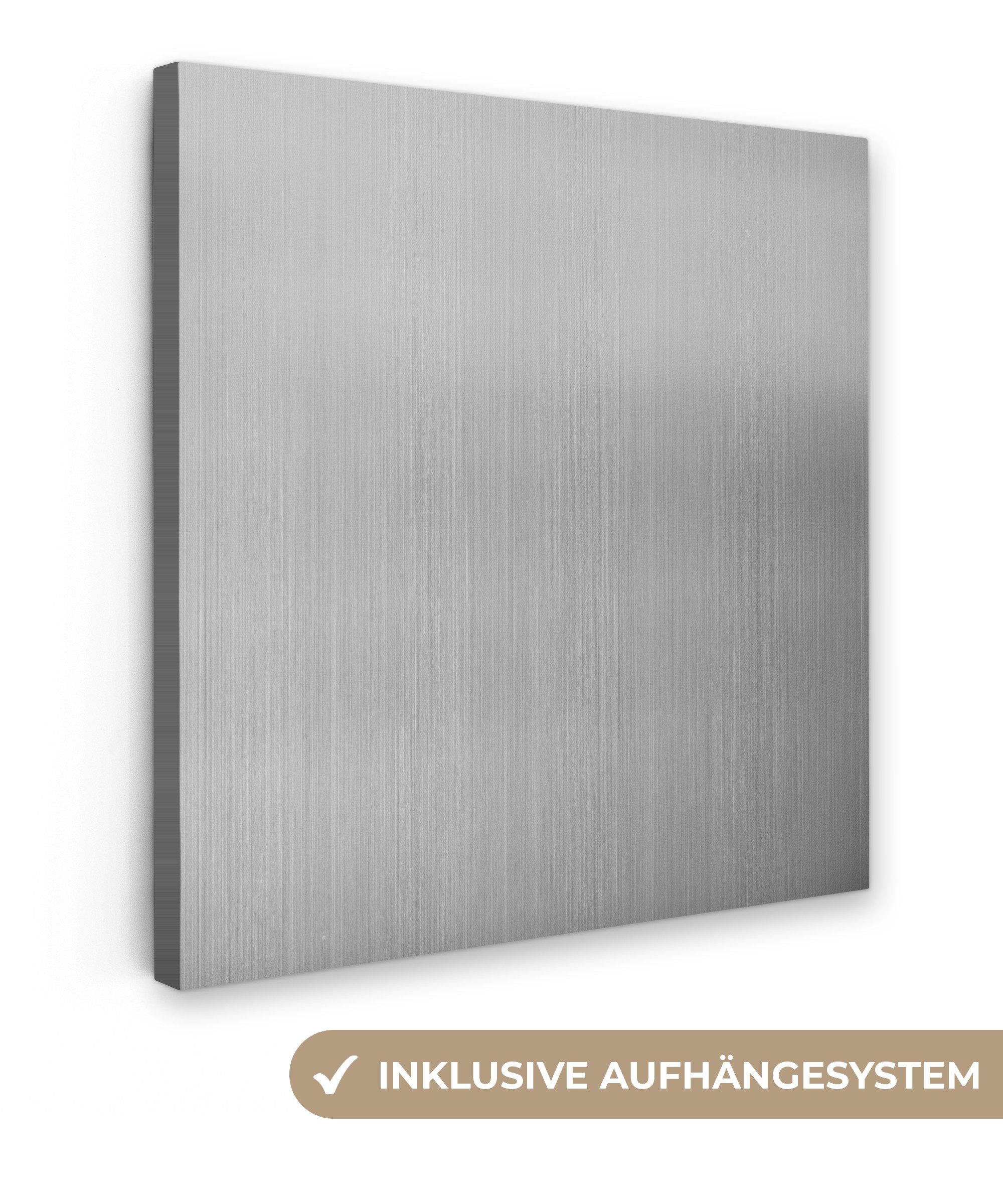 OneMillionCanvasses® Leinwandbild Metalldruck - Silber - Grau, Fotodruck (1 St), Wandbild, Deko Schlafzimmer Wohnzimmer Flur 20x20 cm
