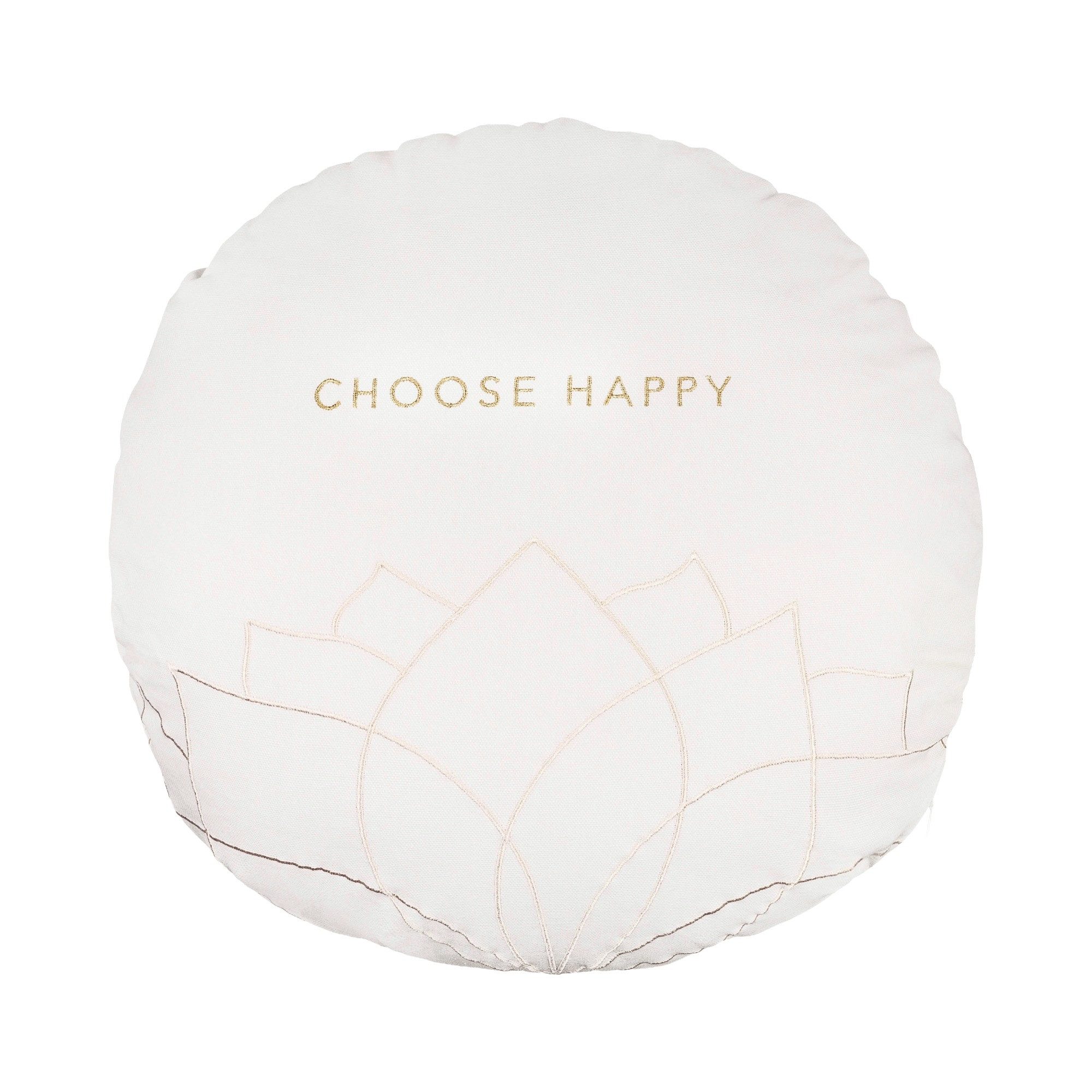 Räder Dekokissen räder Zen Spirit Kissen rund Choose Happy Beige