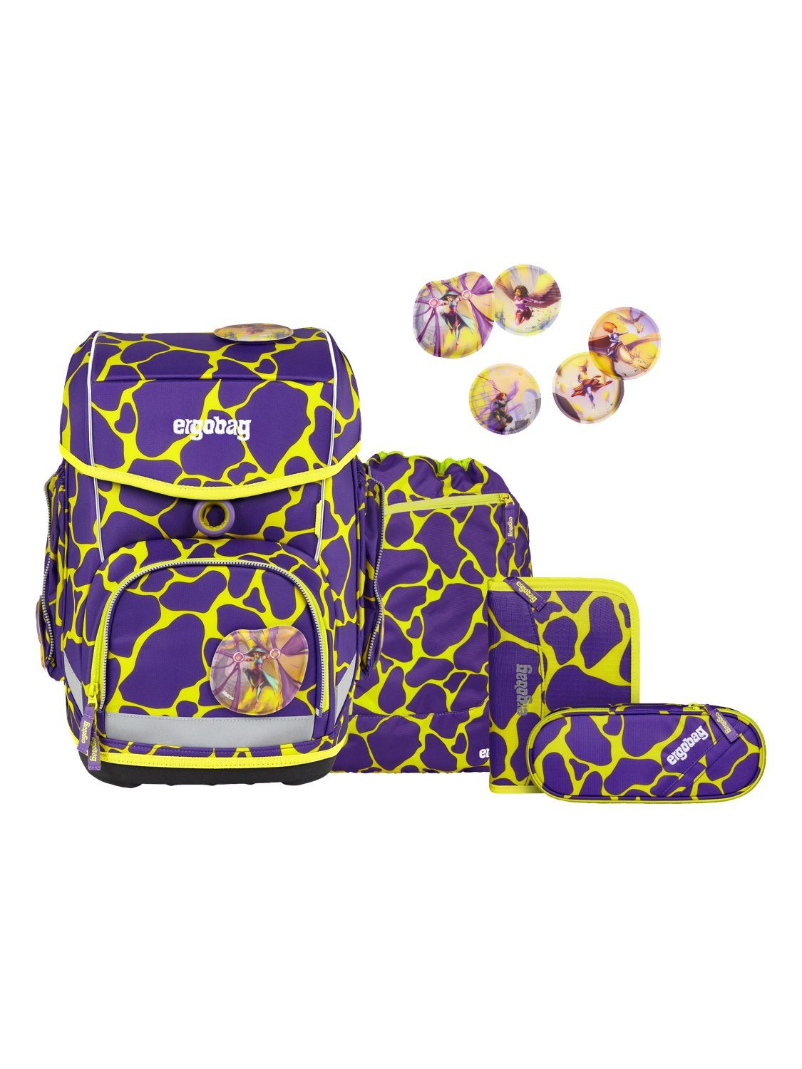 ergobag Schulranzen cubo Set (5-tlg., 5-teiliges Set), größenverstellbares Rückensystem