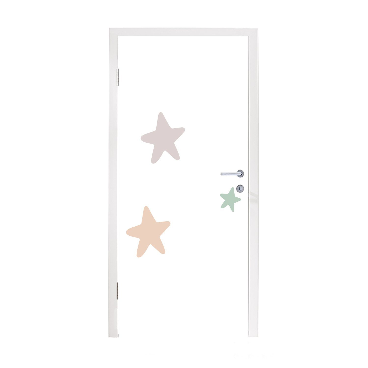MuchoWow Türtapete Sterne - Pastell - Mädchen - Jungen - Kinder, Matt, bedruckt, (1 St), Fototapete für Tür, Türaufkleber, 75x205 cm | Türtapeten