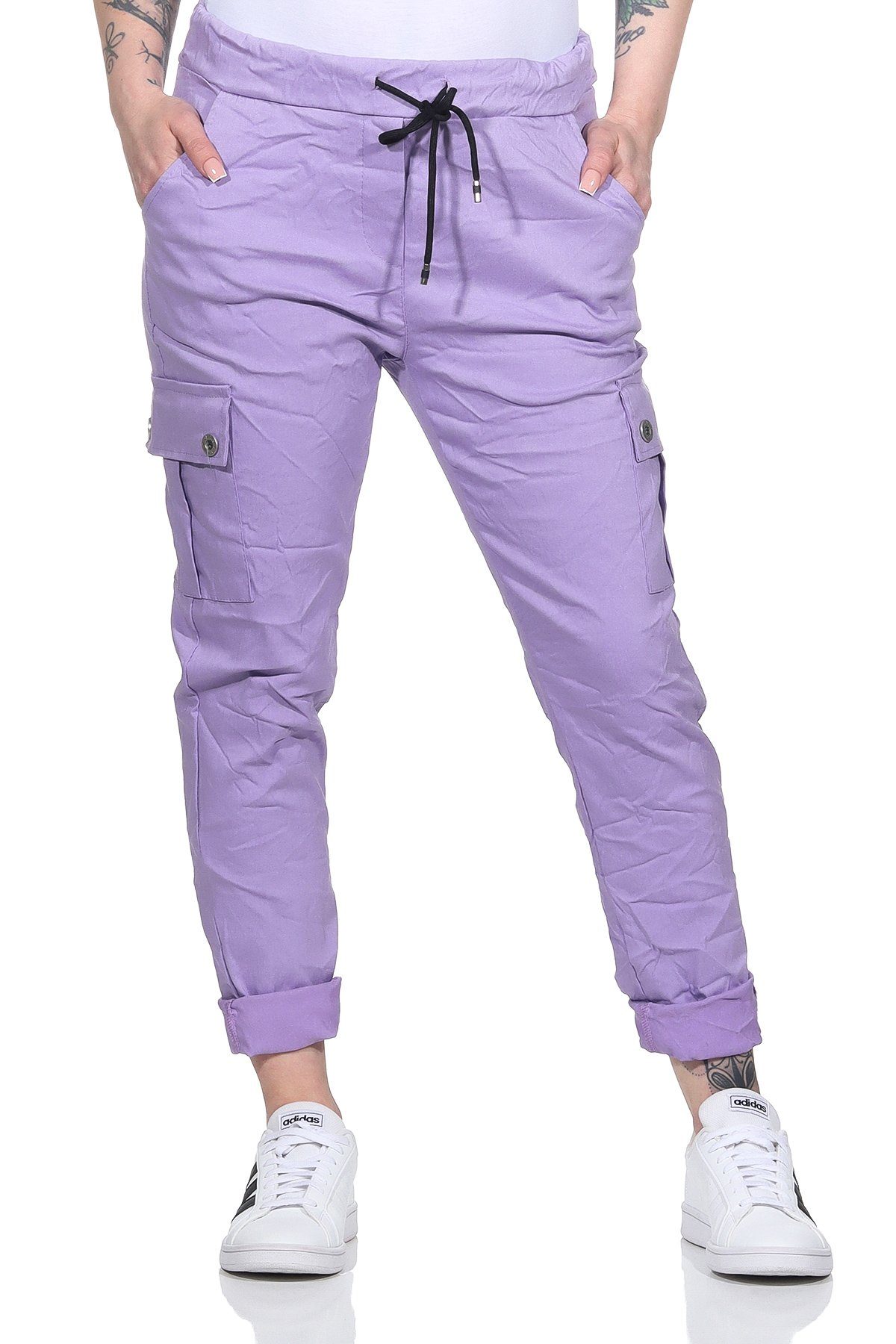 CLEO STYLE Cargohose Jogginghose 95 Flieder