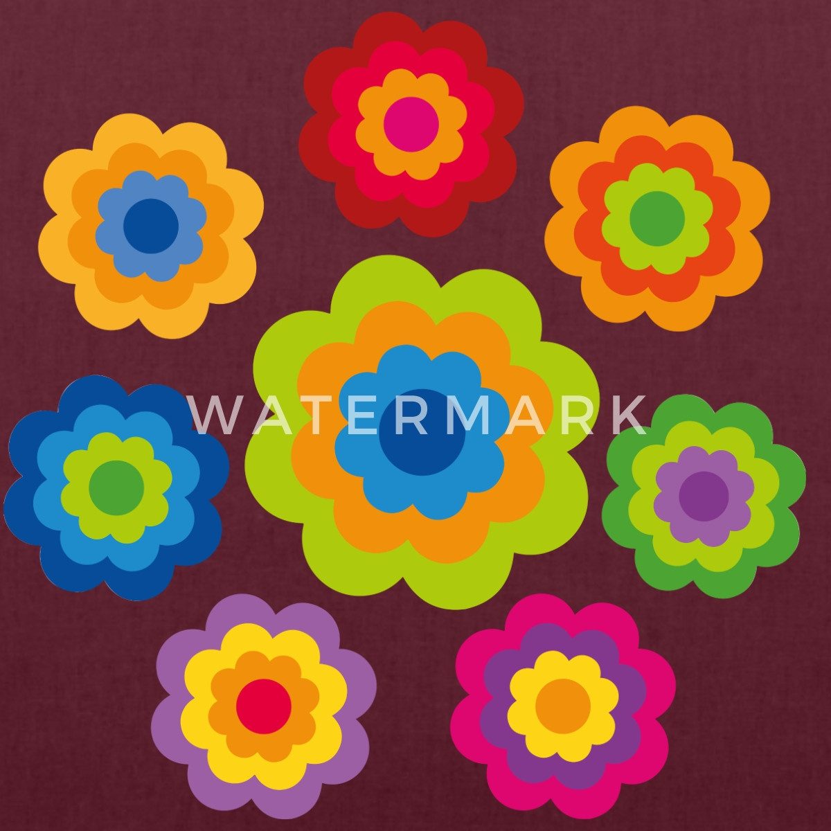 Spreadshirt Henkeltasche 70er Jahre Hippie Flower günstig online kaufen