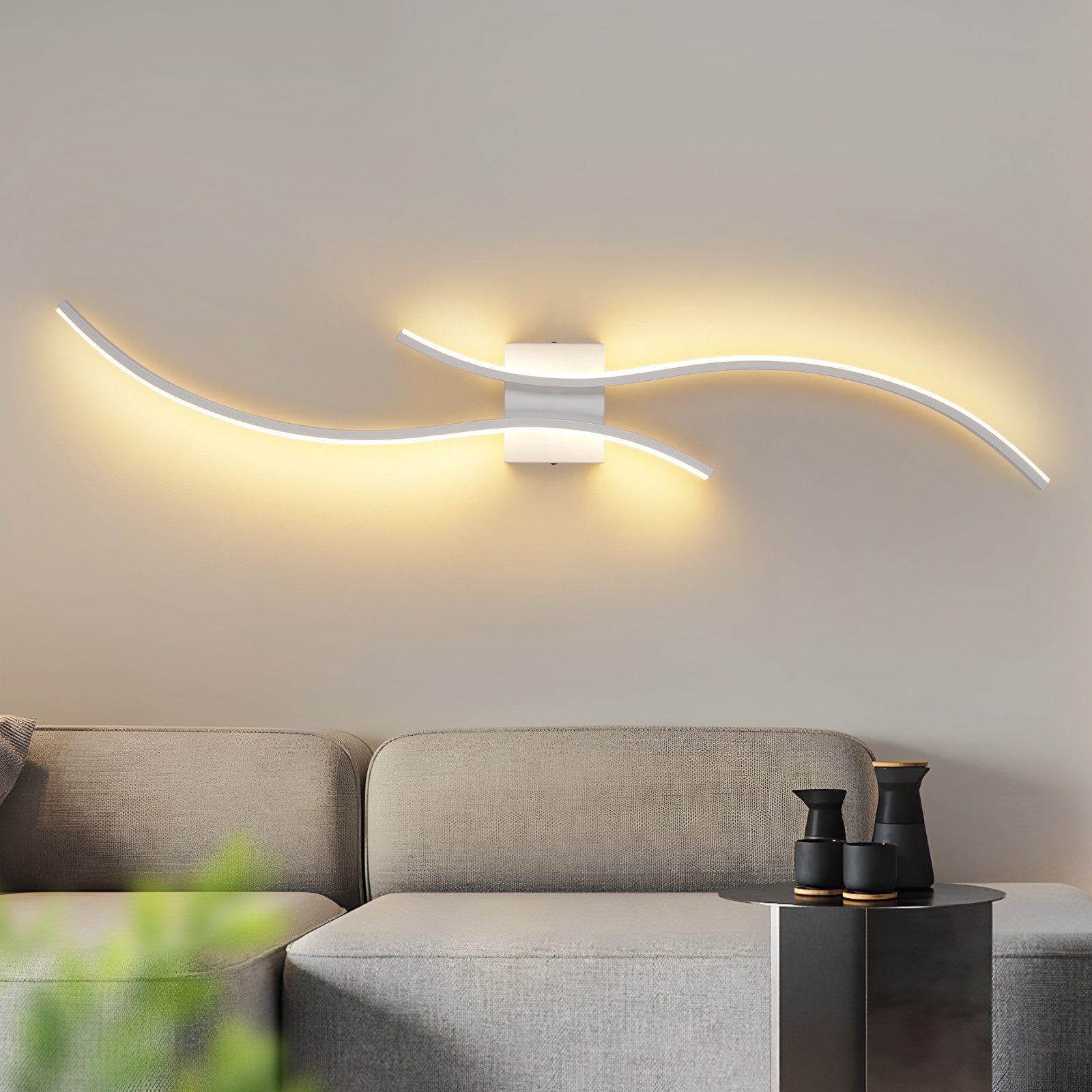 Nettlife LED Wandleuchte Innen Wohnzimmer 100CM Weiß 14W 3000K Modern Welle günstig online kaufen
