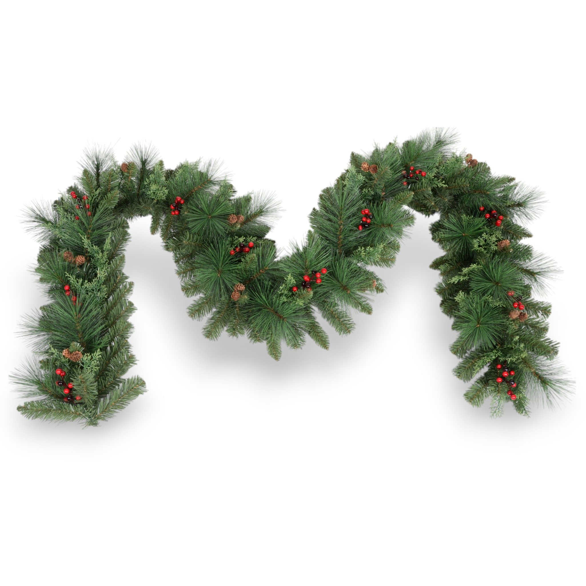 Arnusa Girlanden Weihnachtsgirlande Tannengirlande mit roten Stechpalmen Beeren 270 cm, Weihnachtsdeko Treppengeländer Deko Ilex
