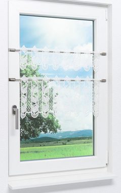 Scheibengardine Blättergirlande, Plauener Spitze®, (1 St), transparent, HxB 17x44cm