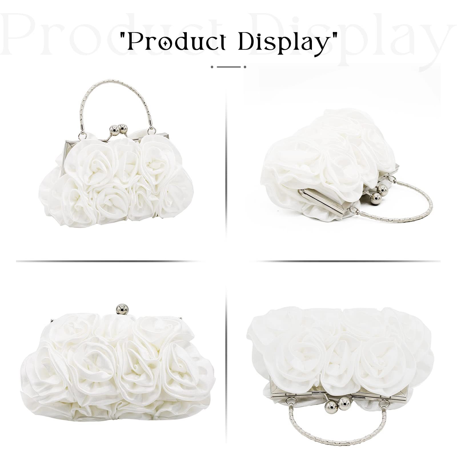 Coonoor Abendtasche Abend-Clutch für Damen, florales Satin, kleine Geldbörsen, mit abnehmbarem Riemen für Hochzeit, Party, Abschlussball – Bild 4 von 5