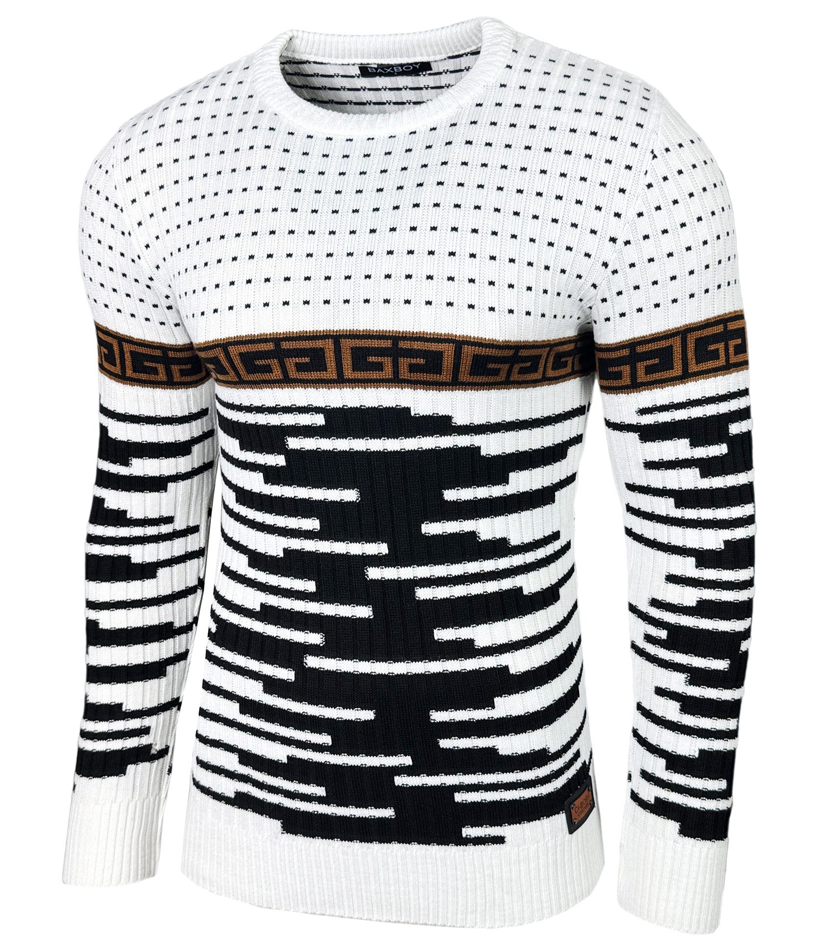 Baxboy Strickpullover BAXBOY Herren stylischer Rundhals Norweger Strick-Pullover B-52426
