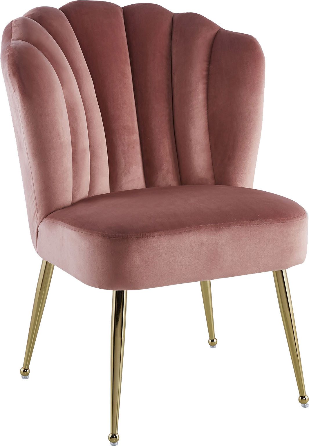 Kayoom Polsterstuhl Stuhl Lalie 125, Rückenlehne im Retro-Stil, ausgefallene Rückenlehne (1 St), Rückenlehne in Muschel-Design, Samtbezug, goldene Metallbeine