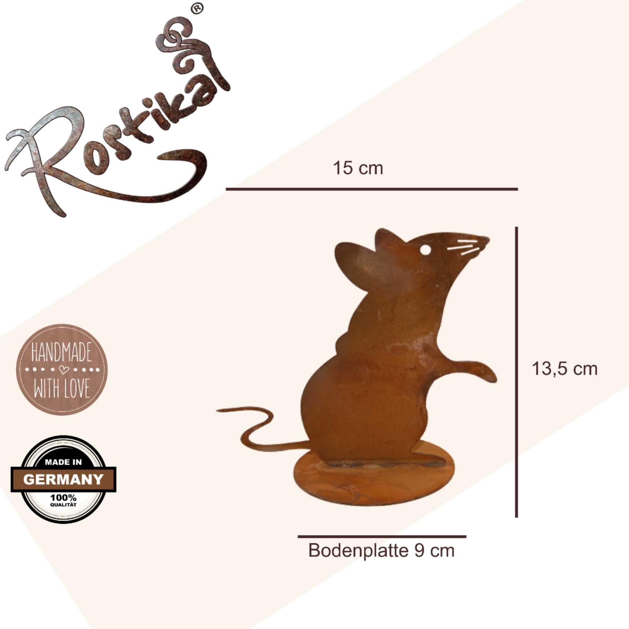 Rostikal Maus, echter Rost Rost Deko Gartenfigur