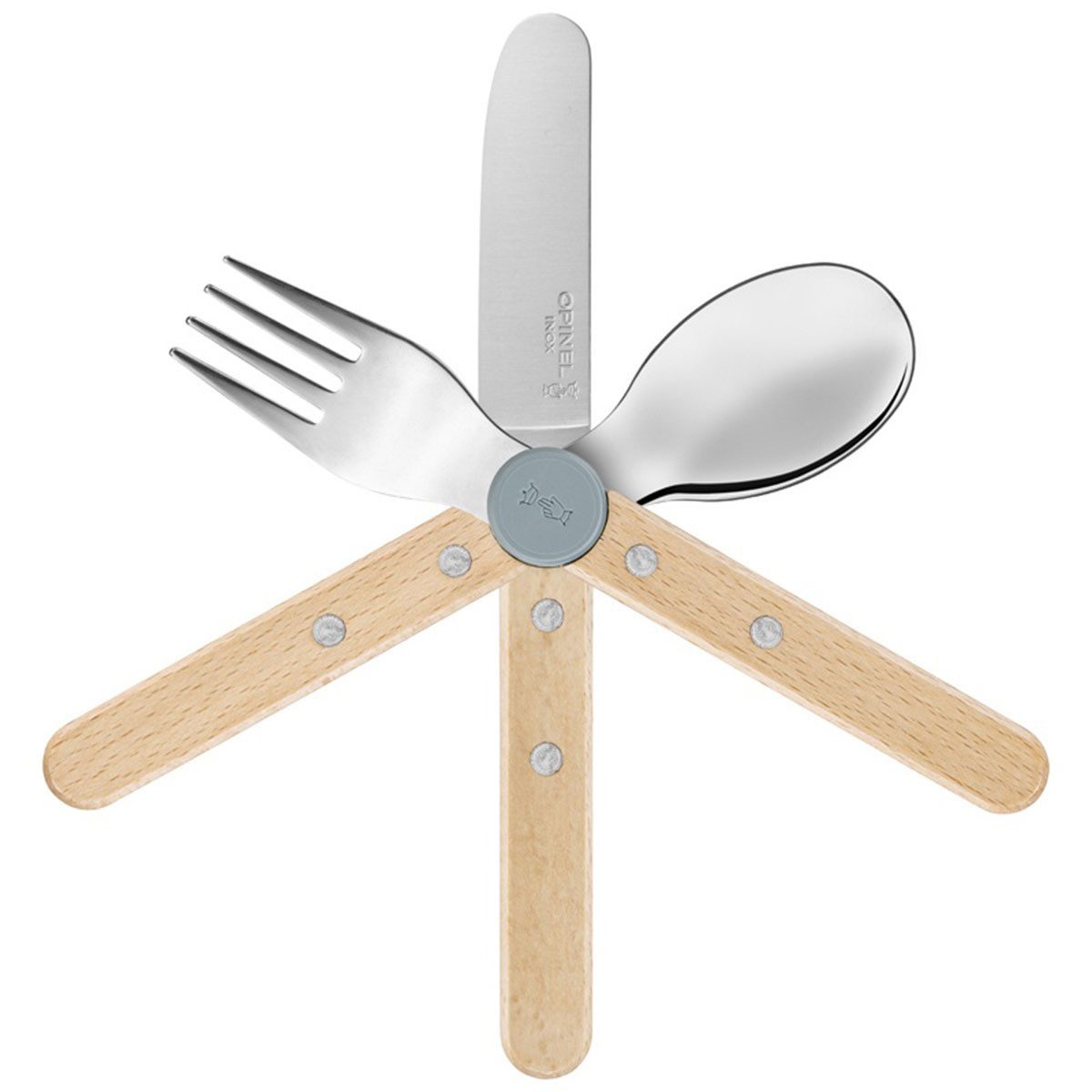 Opinel Taschenmesser LE PETIT GOURMET Kinderbesteck-Set - Regenblau