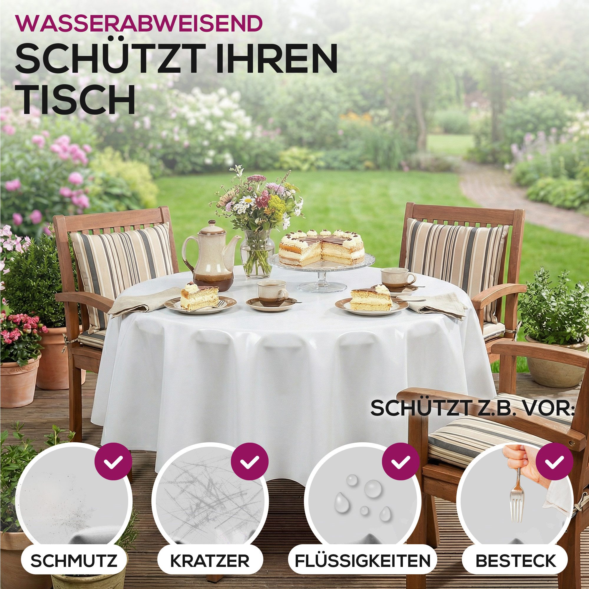 Beautex Tischdecke Uni Wachstuchtischdecke OVAL RUND ECKIG, Wachstuch abwischbar (1-tlg)