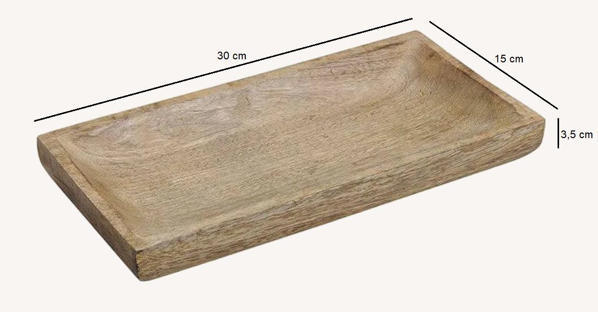 oder Holz St) Dekoschale Mango Tablett Mangoholz cm Schale Dekoschale 38 (1 Meinposten Holztablett 30 massiv