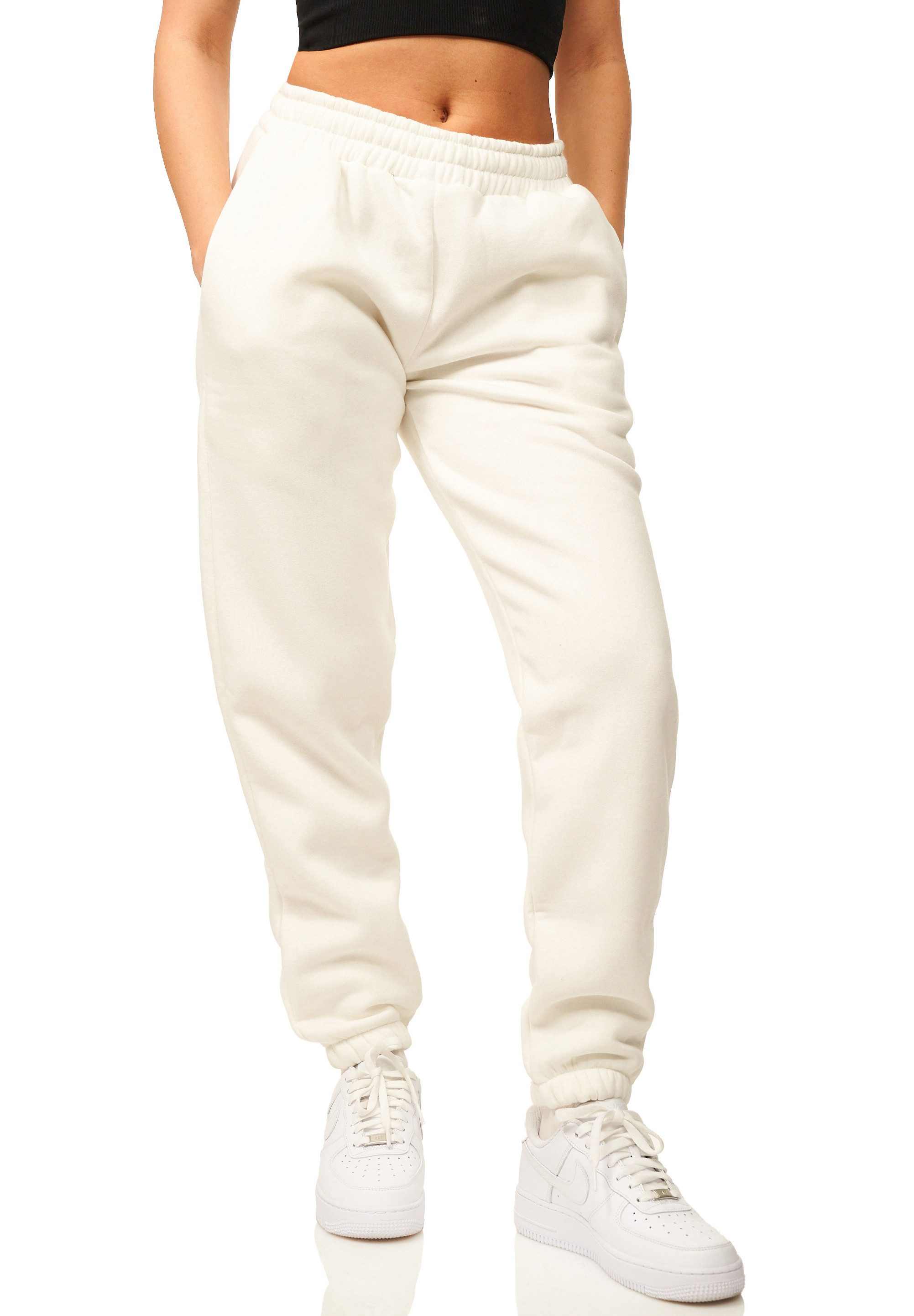 DAILY COTTON Jogginghose im Straight-Fit als Lange Trainingshose Sweatpants Damen Freizeithose mit Bündchen aus Baumwolle