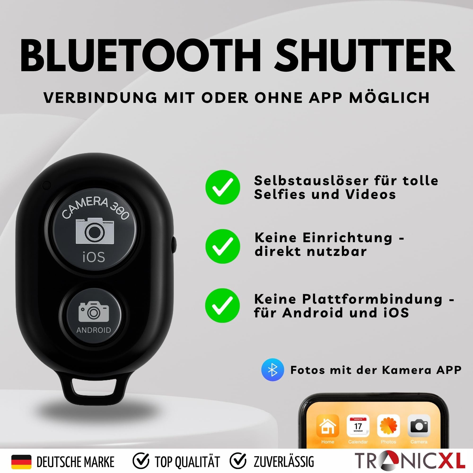TronicXL Handy-Dockingstation Handy Halterung + Selbstauslöser Smartphone Klemmstativ Tisch Klemme, (Halter Schreibtischhalterung Tischhalterung, 1 St., LiveStream Fotografie Video), Kugelkopf für iPhone Handys Smartphones