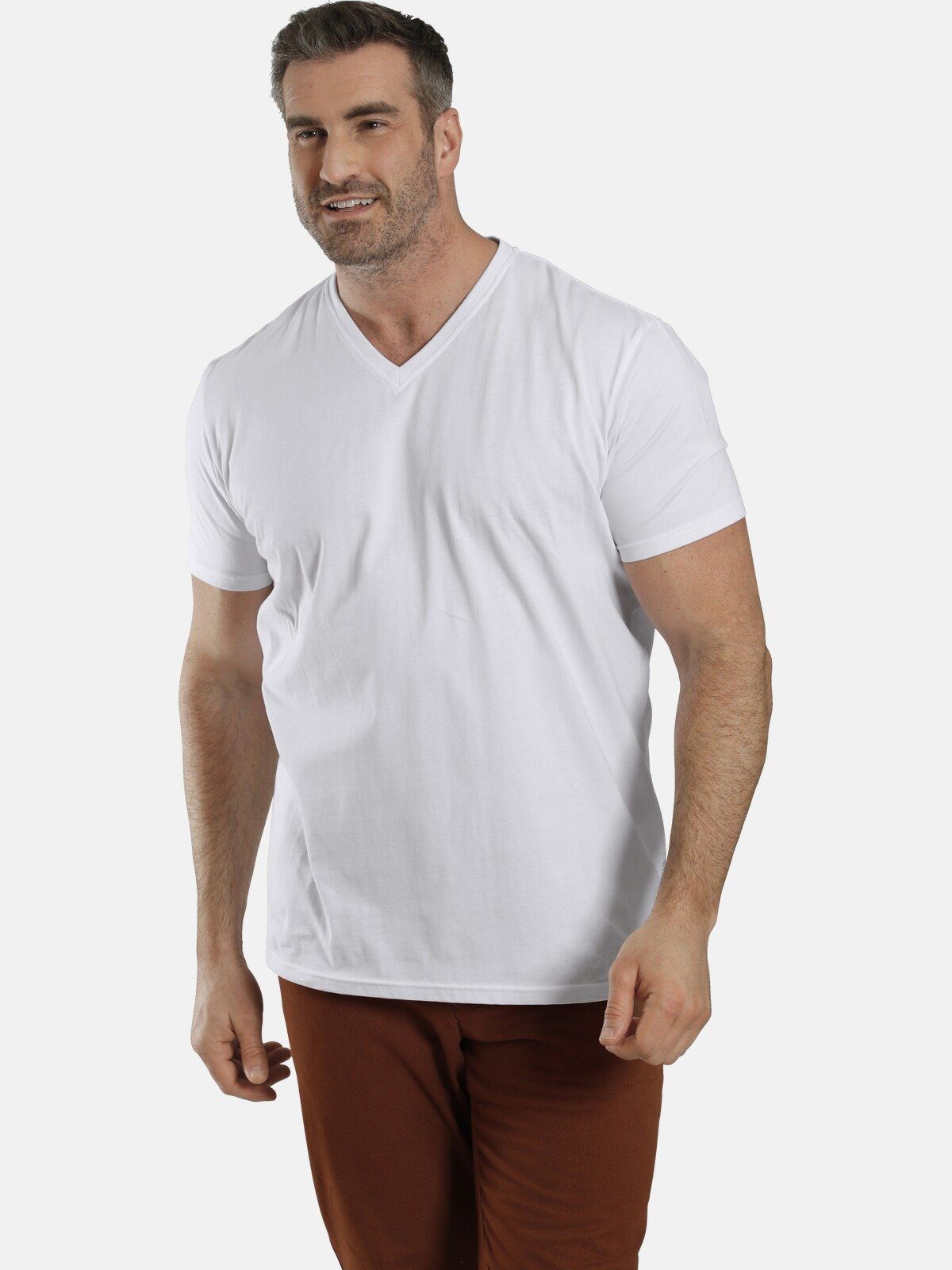 Charles Colby T-Shirt EARL MILLS schlicht mit V-Neck (2er-Pack) weiß
