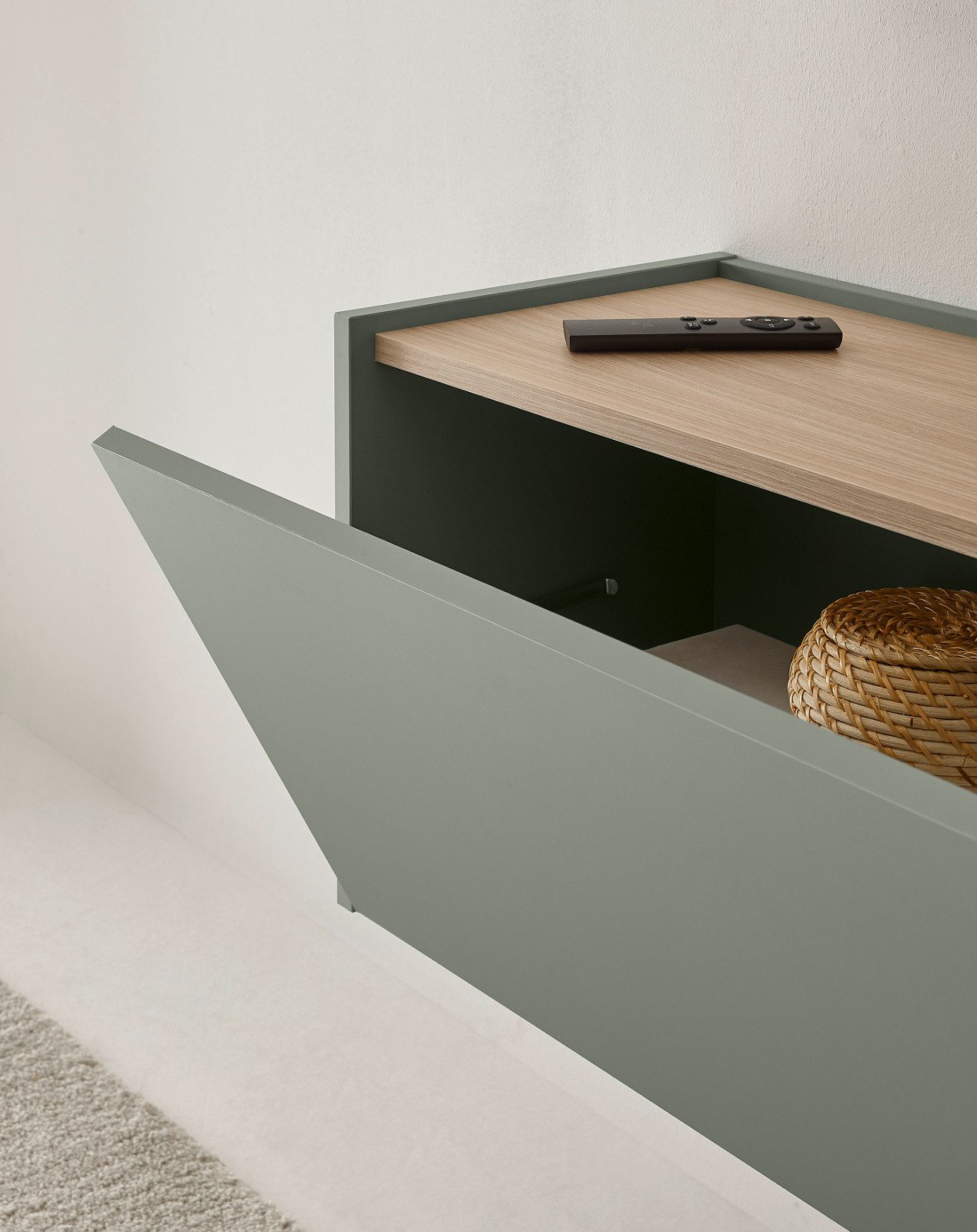 Furn.Design Wohnwand Center, (Set in Salbei Grün mit Eiche, 3-teilig, 300 x 180 cm), mit großem TV Lowboard