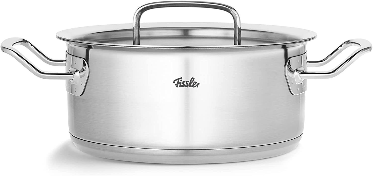 Fissler Bratentopf ORIGINAL-PROFI COLLECTION® Bratentopf, Edelstahl 18/10 (2-tlg), mit breitem Schüttrand, Kaltmetallgriffen. Made in Germany – Bild 4 von 5