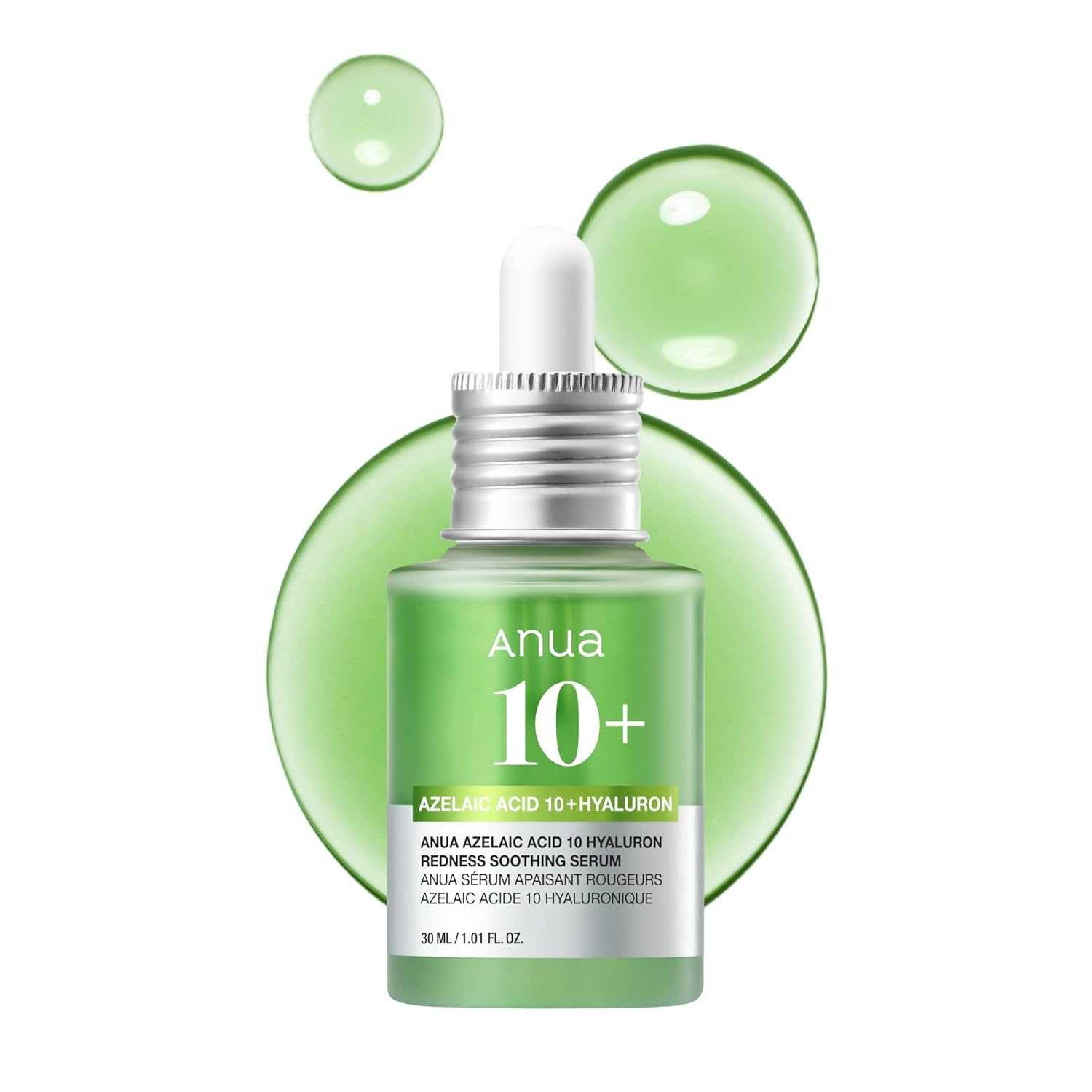 Anua Gesichtsserum Azelaic Acid 10 Hyaluron Redness Soothing Serum – Beruhigendes Догляд за обличчям-Serum mit 10 % Azelainsäure & Hyaluronsäure, gegen Rötungen, Unreinheiten & trockene Haut, 30 ml