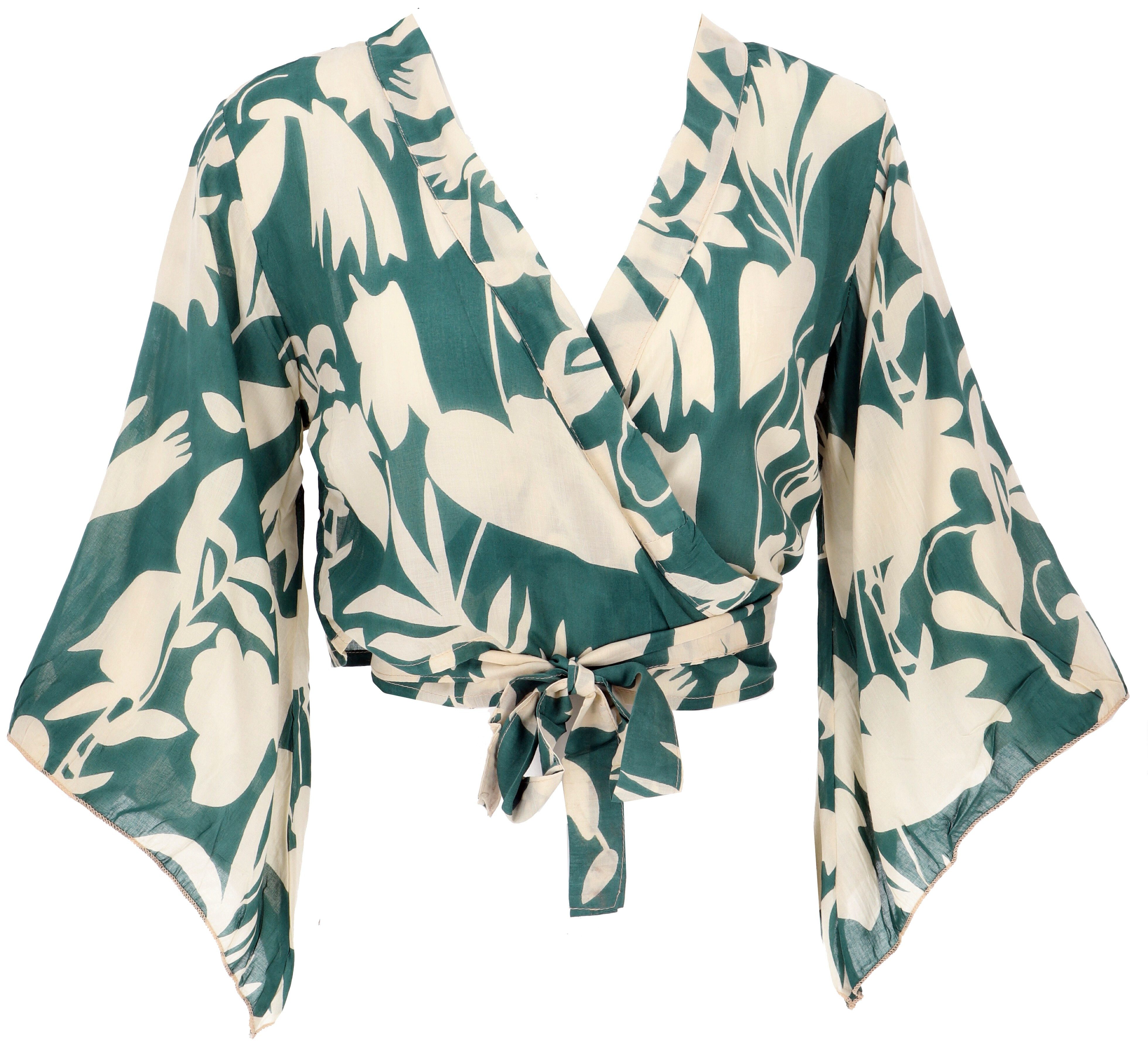 Guru-Shop Longbluse Kurztop, Boho Blusentop, Wickeltop, günstig online kaufen