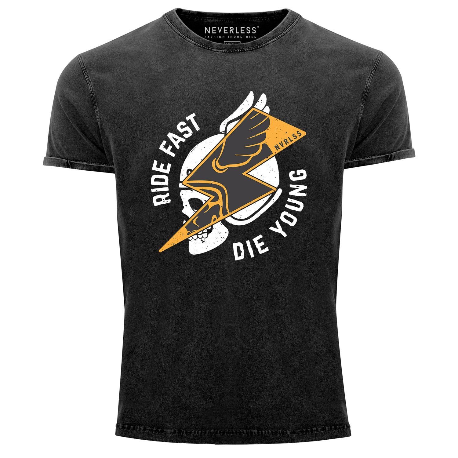 Neverless Print-Shirt Neverless® Herren T-Shirt Vintage Shirt Printshirt Rocker Biker mit Print