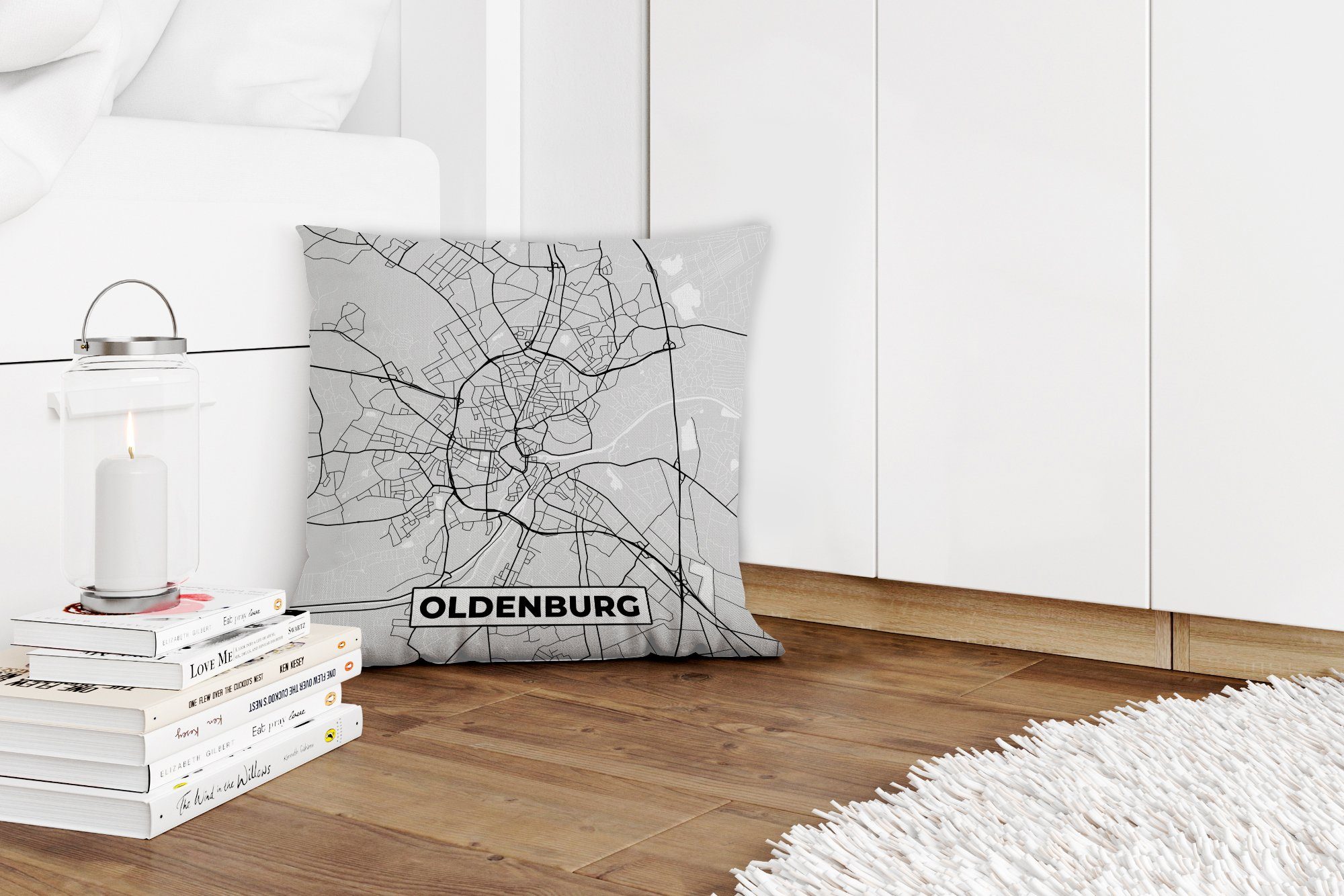 - Zierkissen Dekokissen Stadtplan Karte MuchoWow Oldenburg für - Füllung mit Deutschland Wohzimmer, - - Deko, Karte, Sofakissen Schlafzimmer,